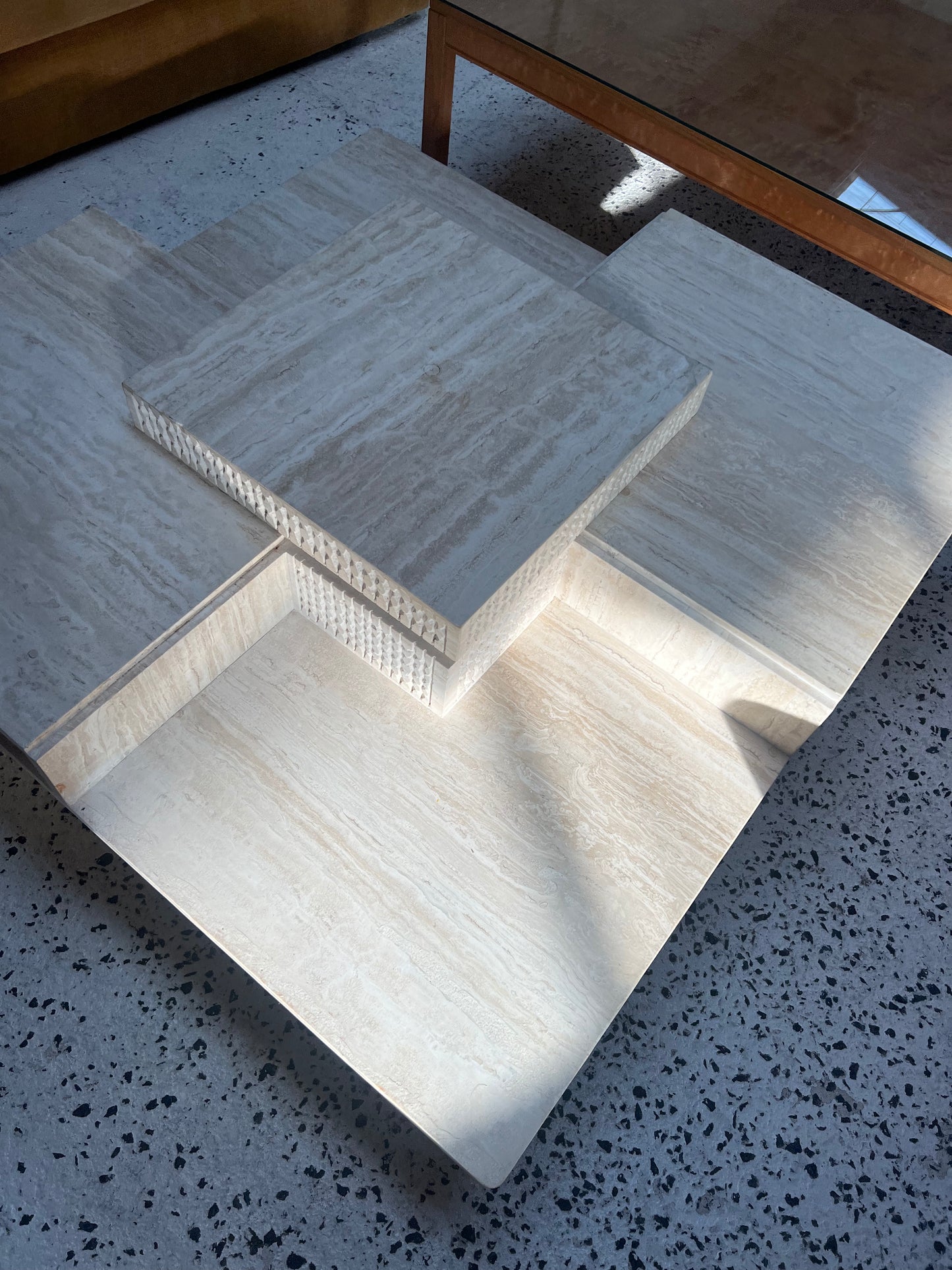 Sculptural Travertine Coffee Table