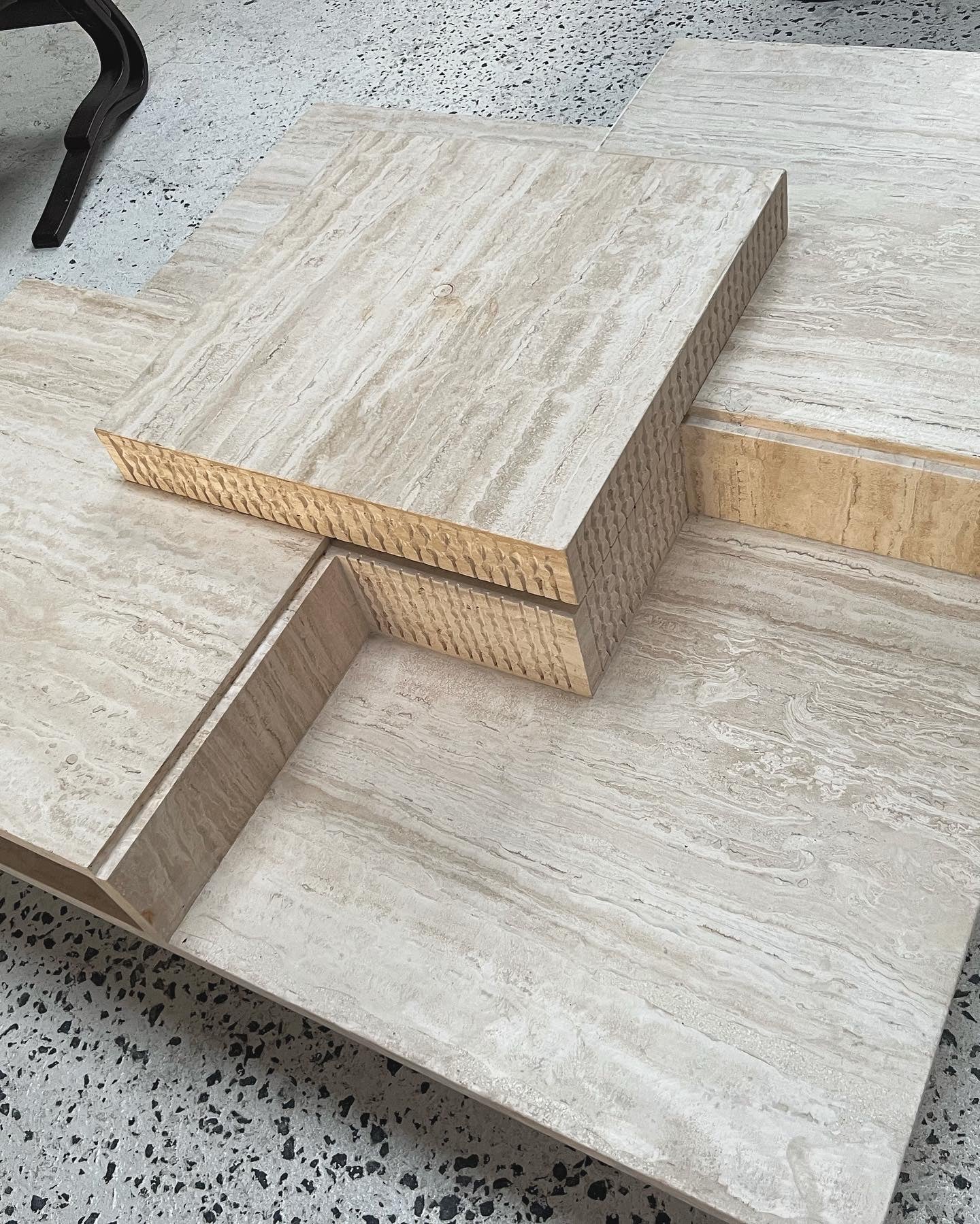 Sculptural Travertine Coffee Table