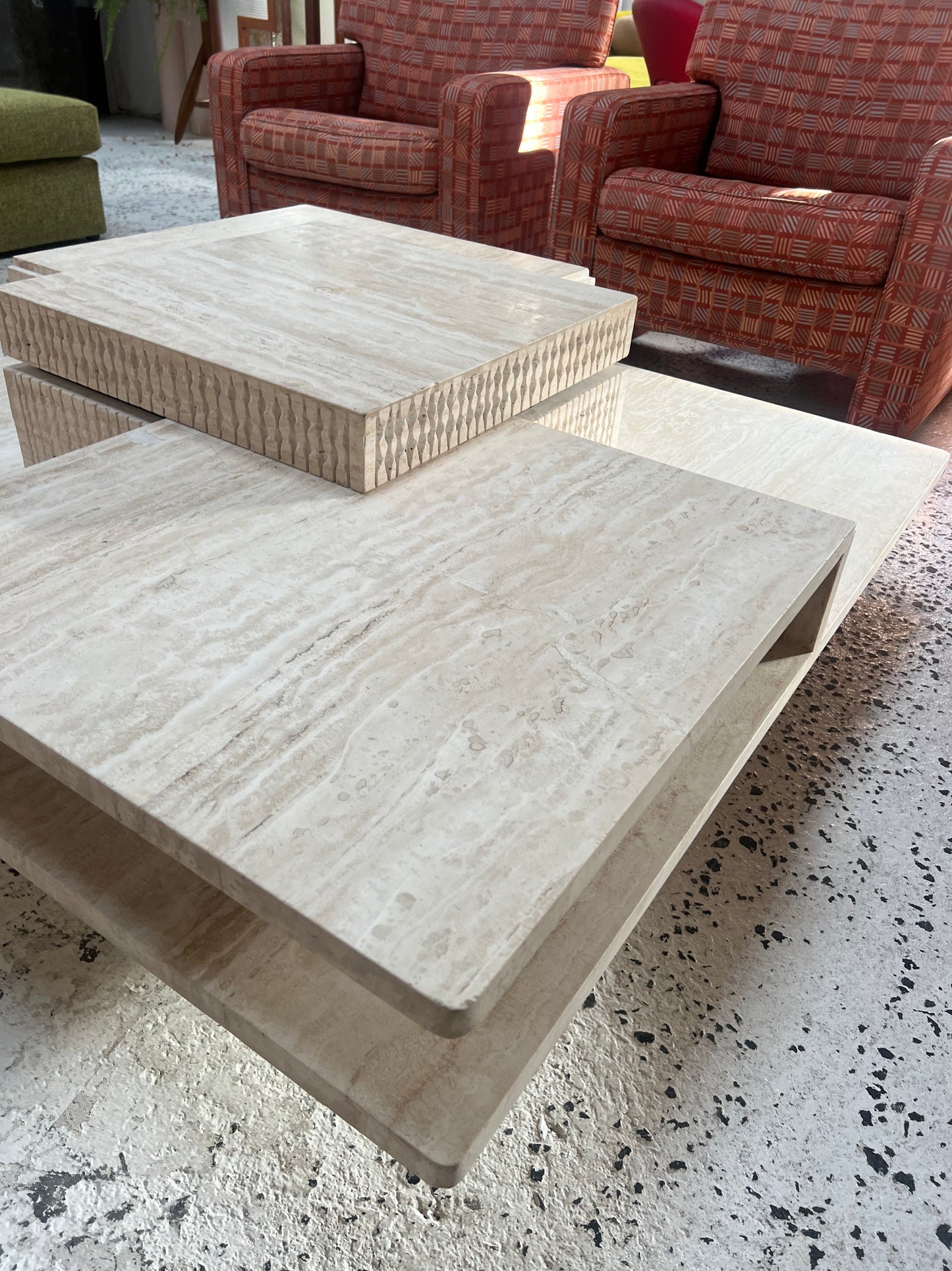 Sculptural Travertine Coffee Table