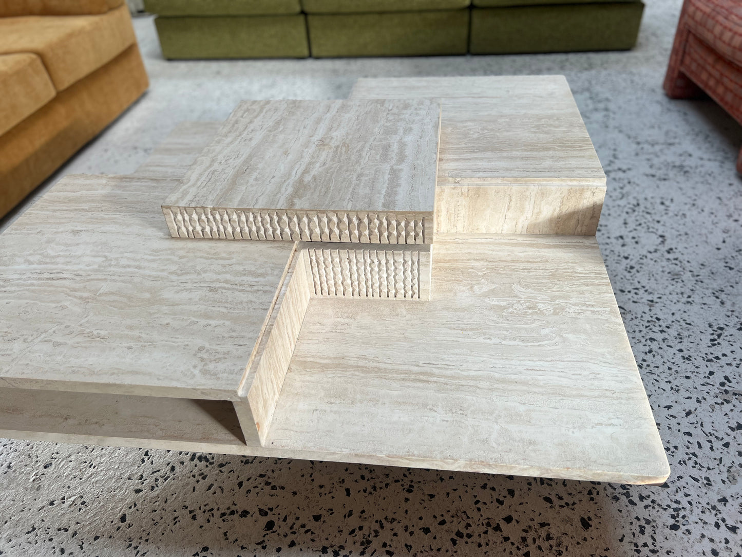 Sculptural Travertine Coffee Table