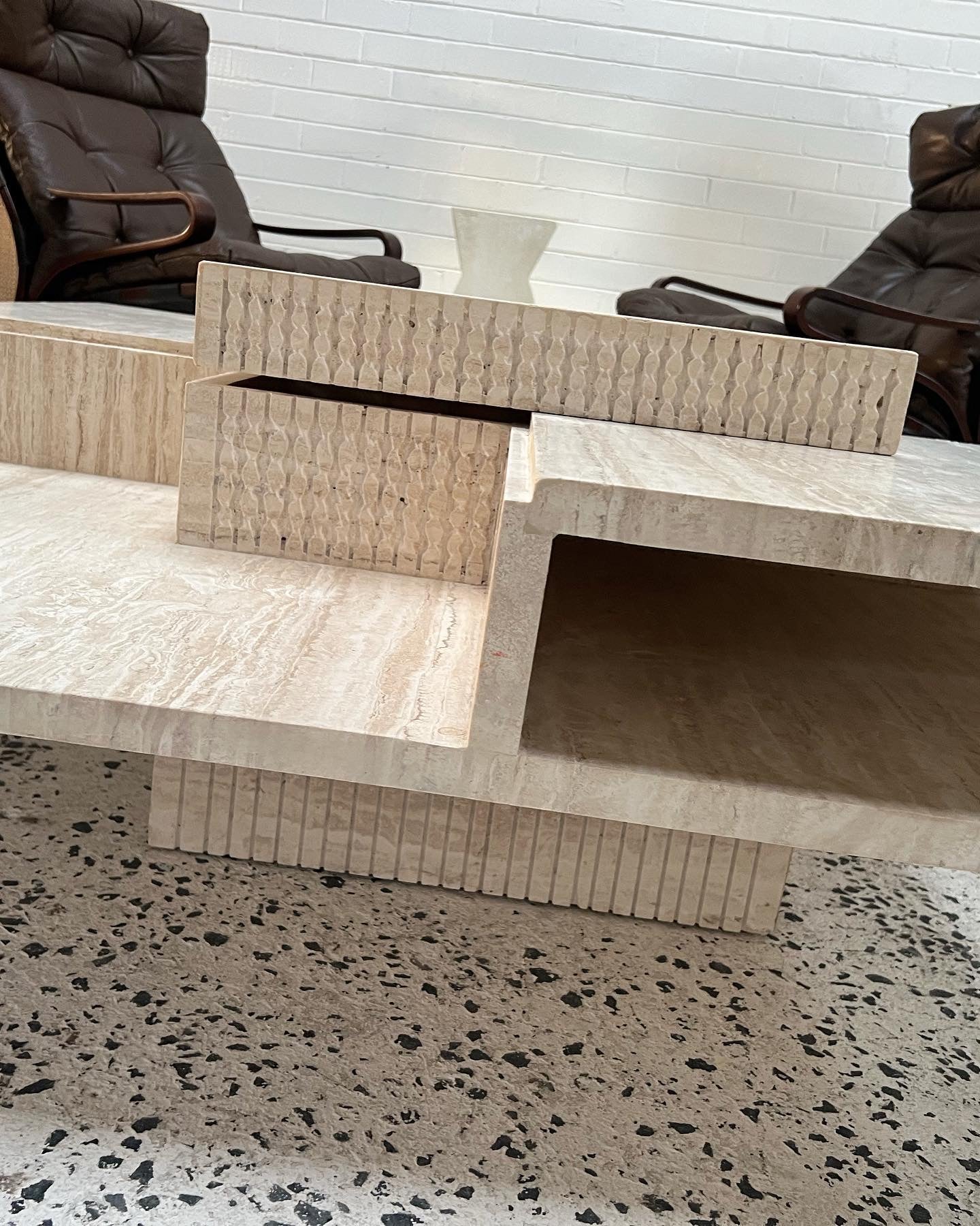 Sculptural Travertine Coffee Table