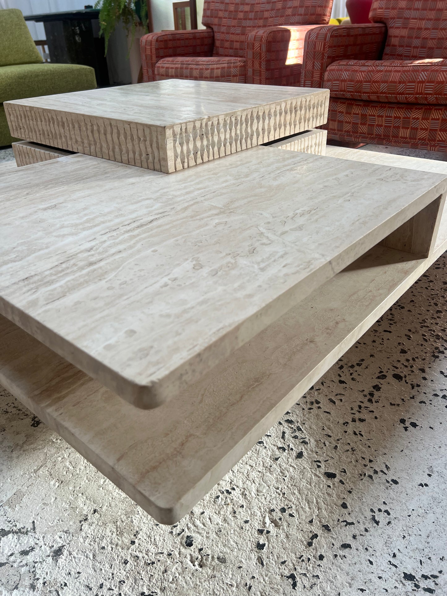 Sculptural Travertine Coffee Table