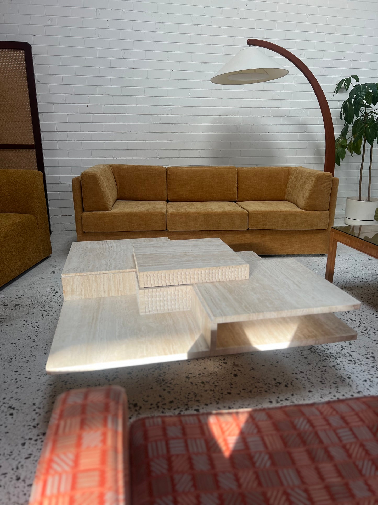 Sculptural Travertine Coffee Table