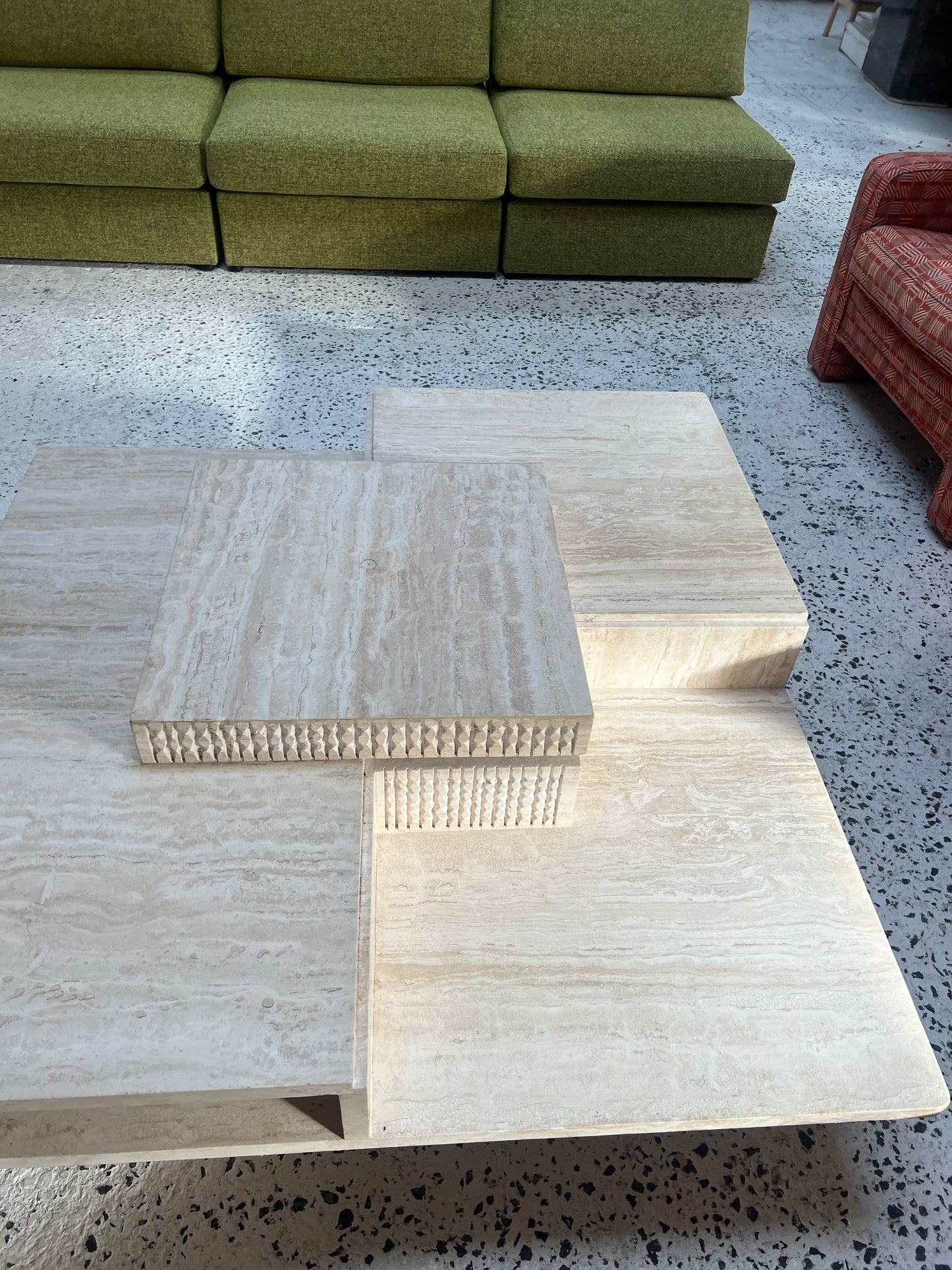 Sculptural Travertine Coffee Table