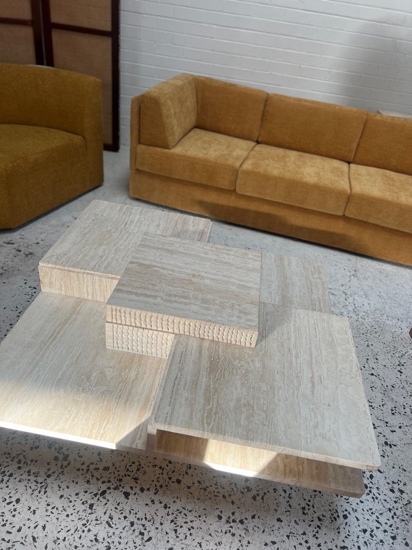 Sculptural Travertine Coffee Table