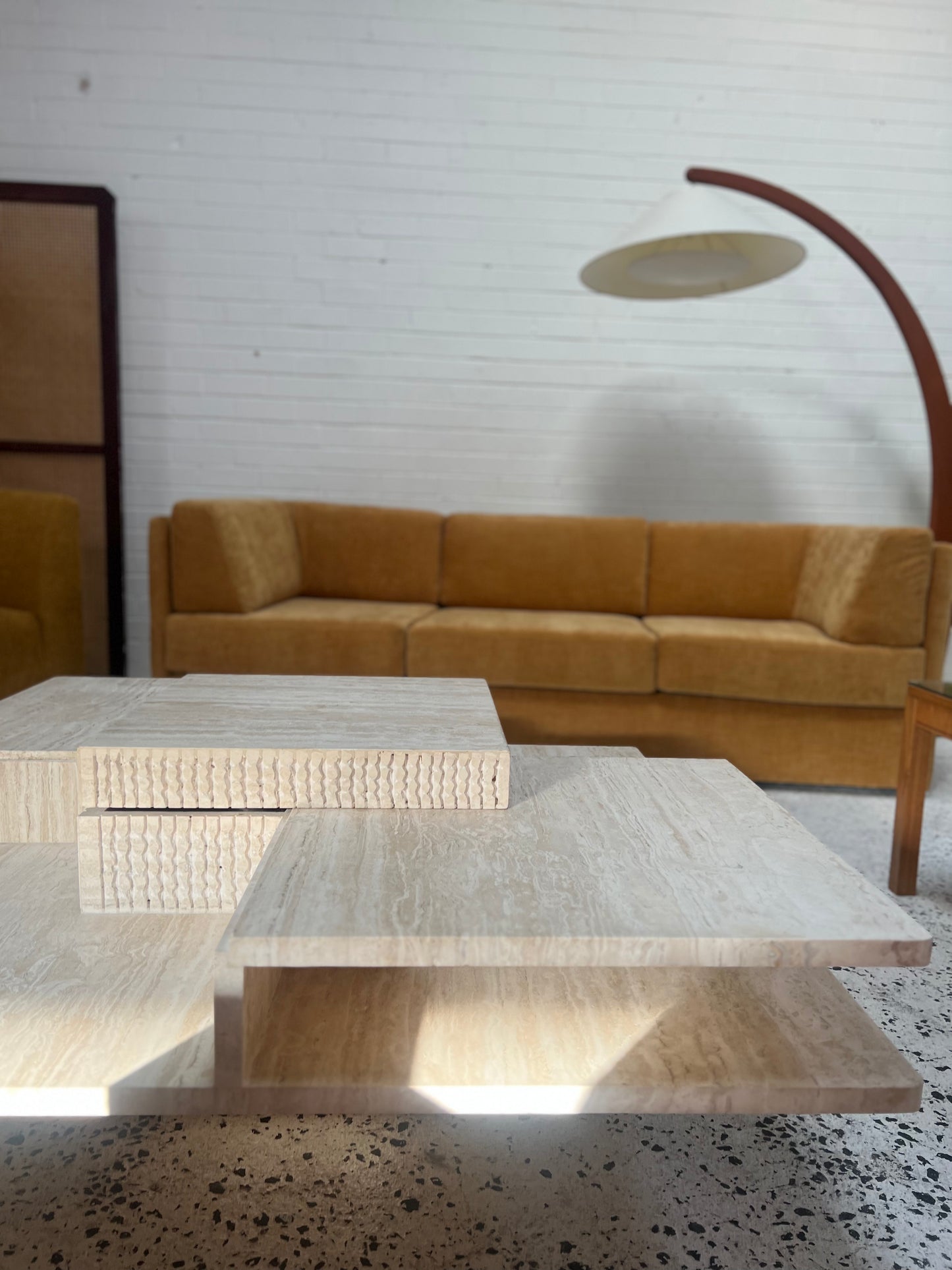 Sculptural Travertine Coffee Table
