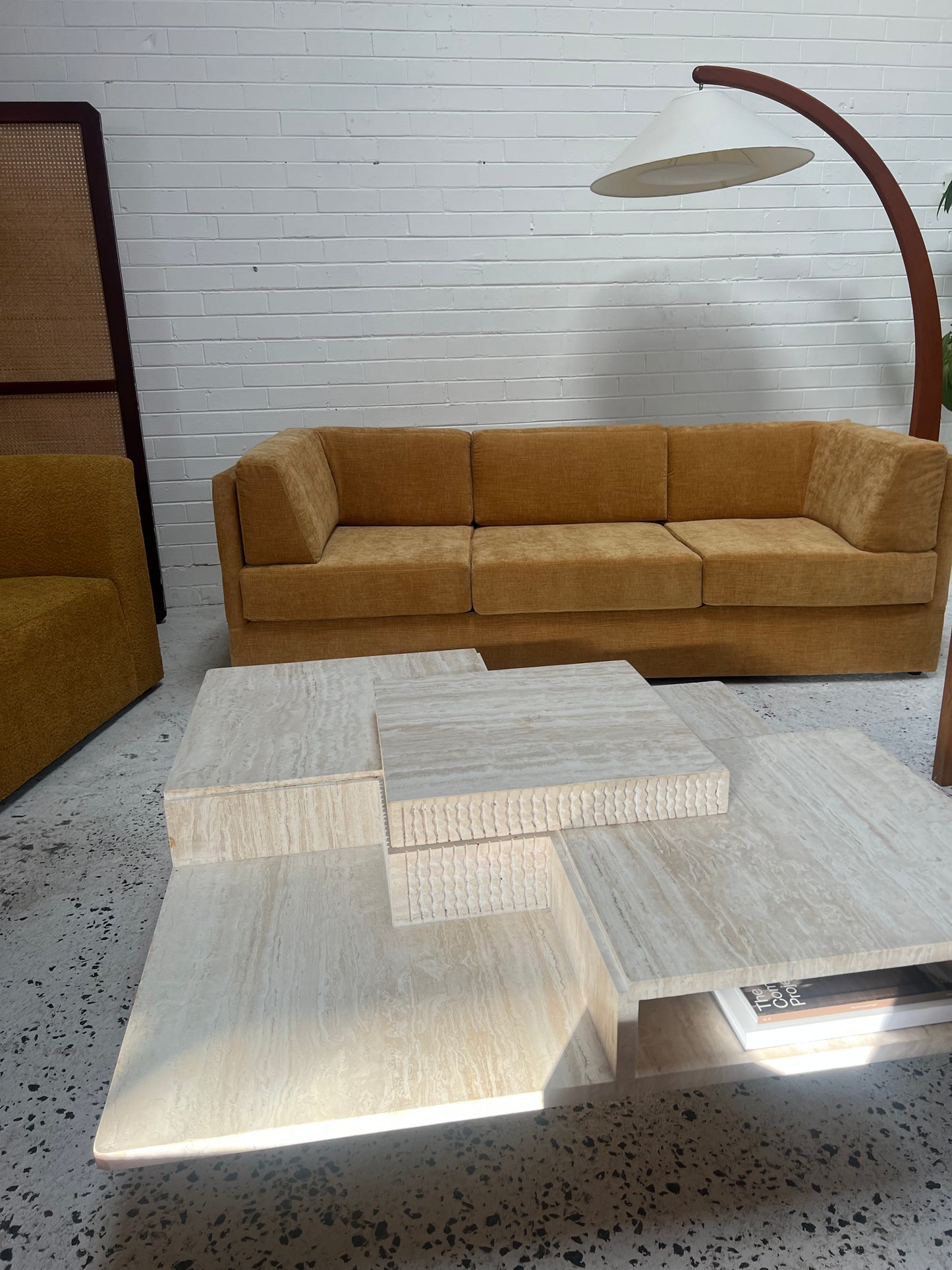 Sculptural Travertine Coffee Table