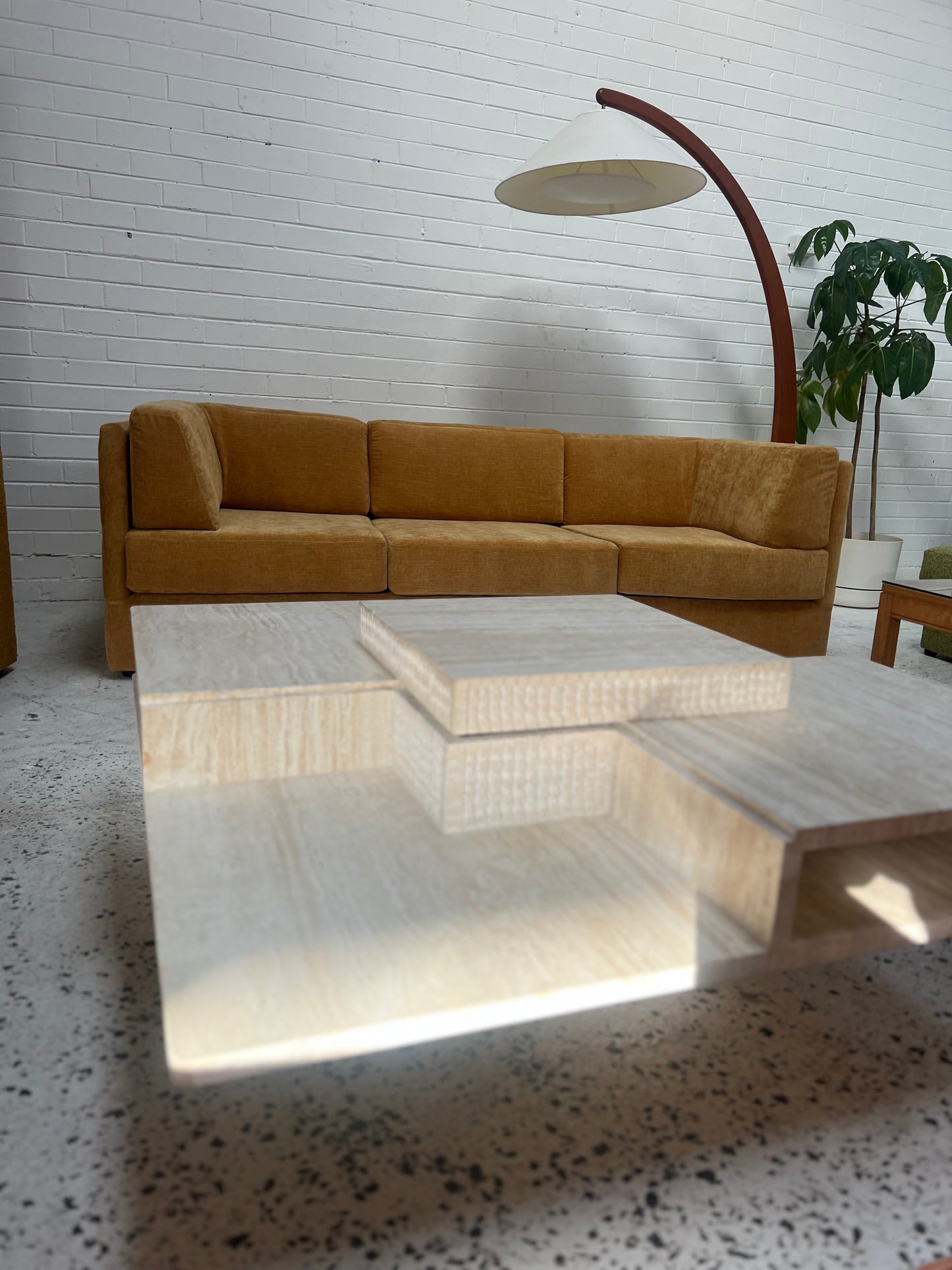 Sculptural Travertine Coffee Table