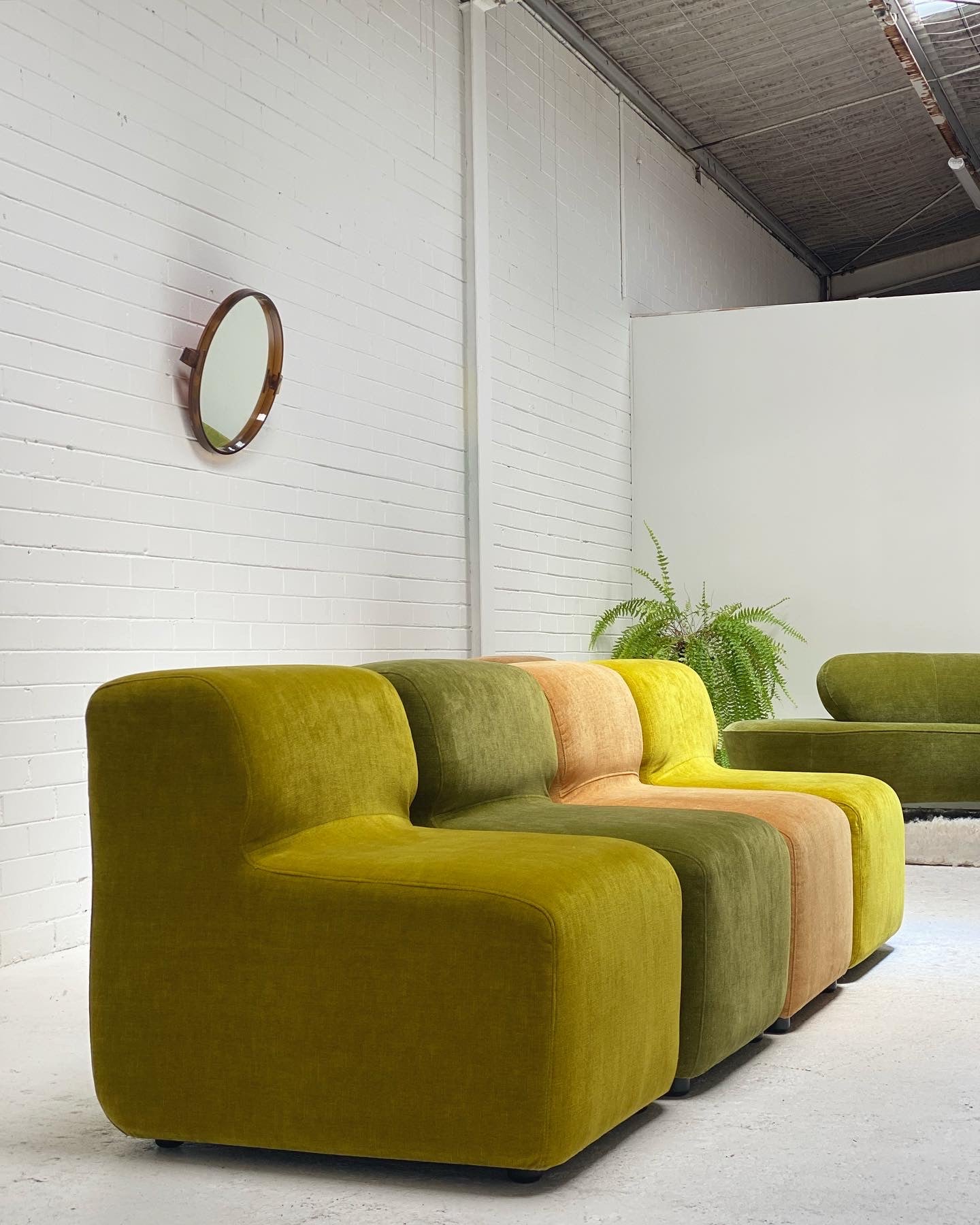 Multi Coloured Velvet Modular Sofa Set