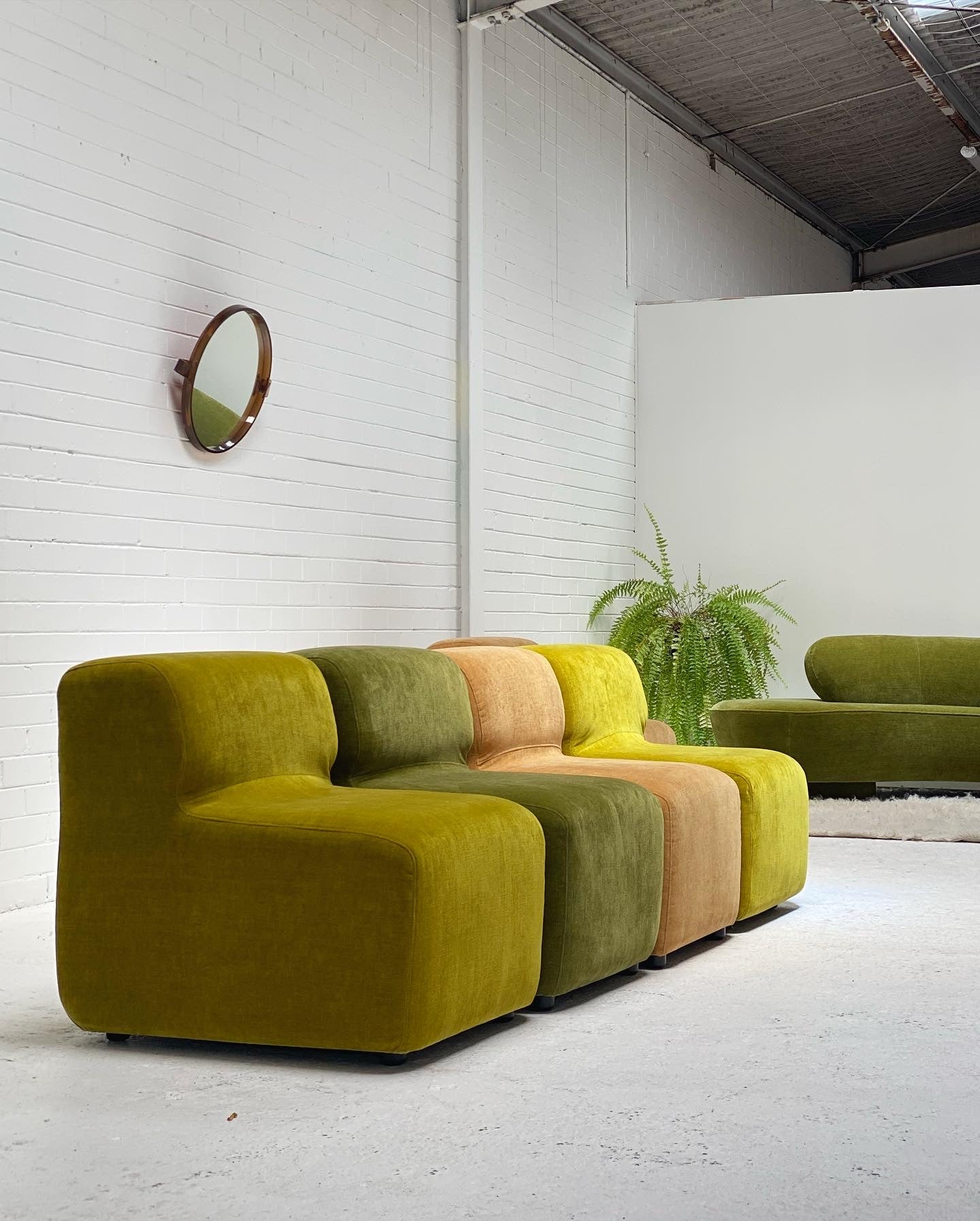 Multi Coloured Velvet Modular Sofa Set