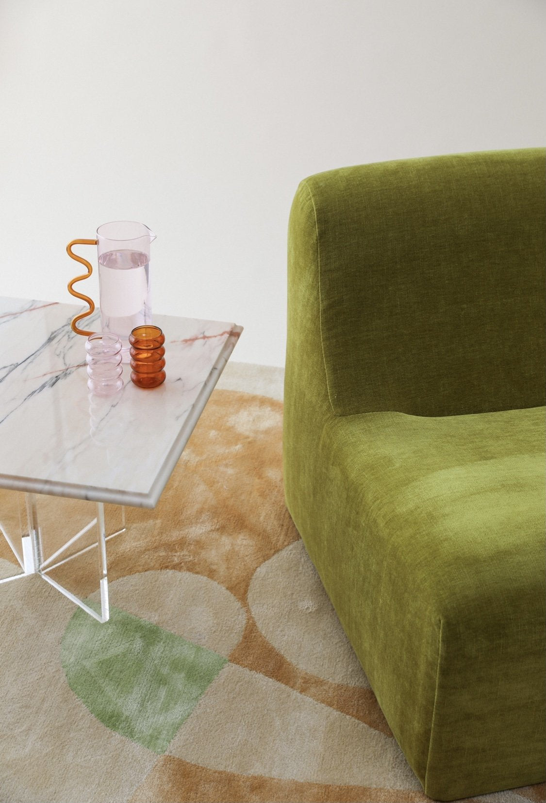 Floating Pink Marble Lucite Side Table