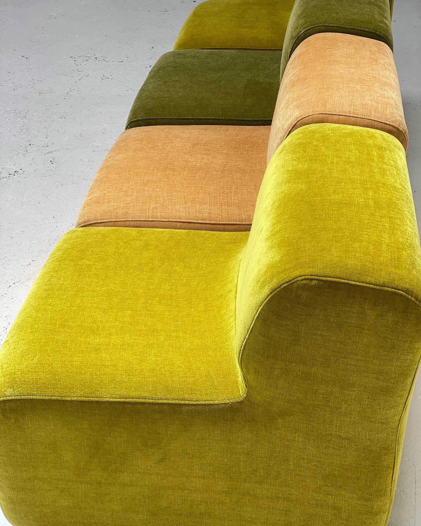 Multi Coloured Velvet Modular Sofa Set