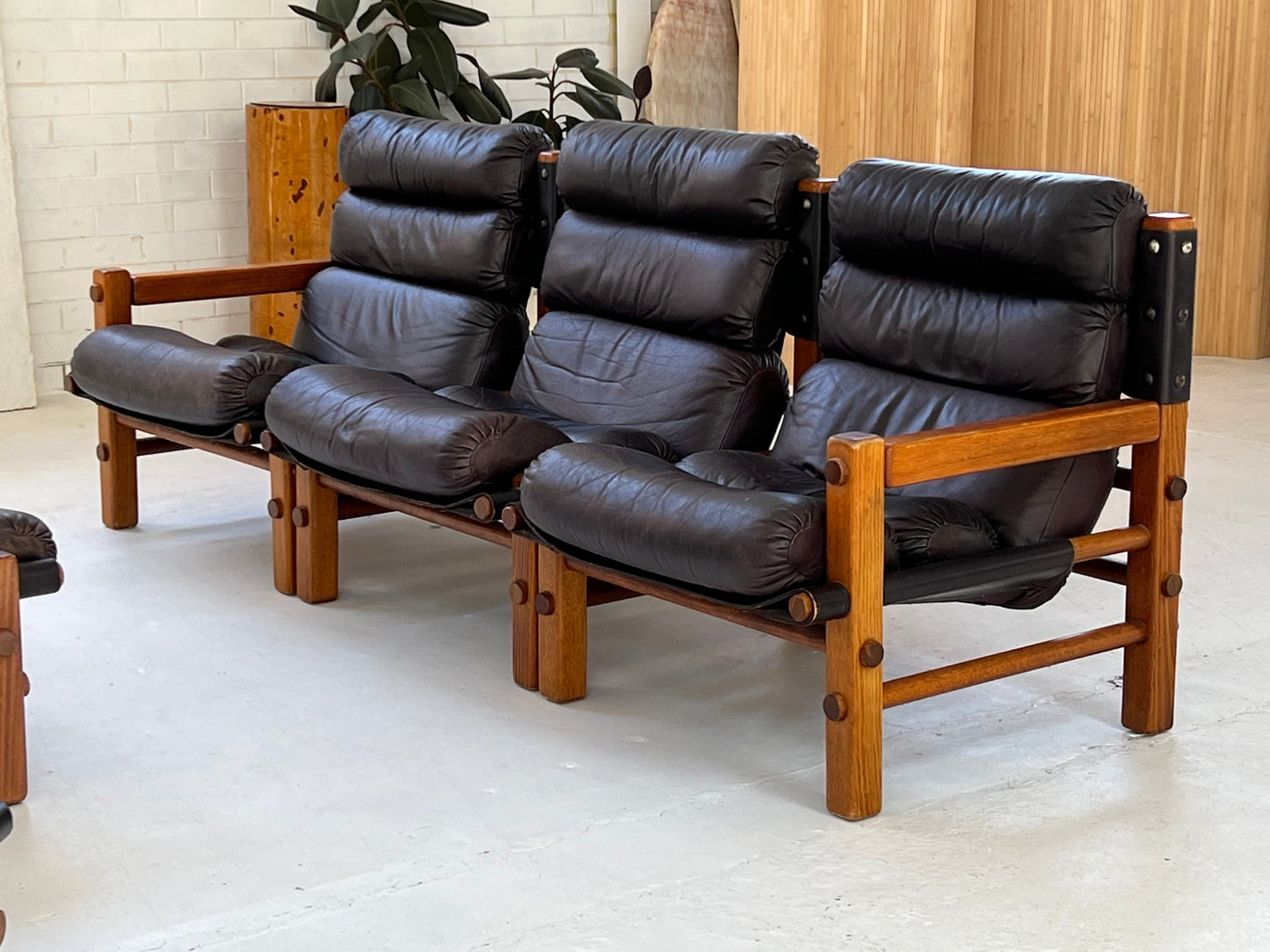 Norman Archibald Leather 4 Piece Sofa Set