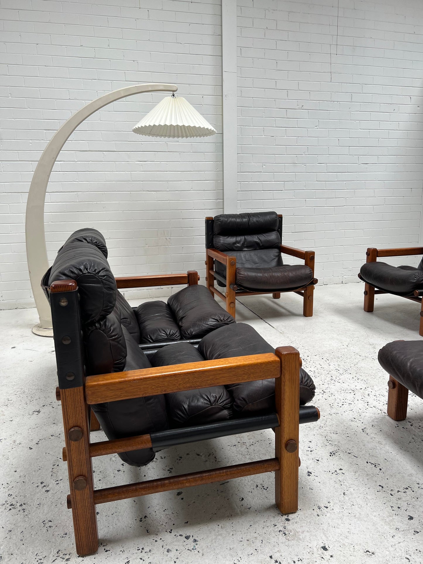 Norman Archibald Leather 4 Piece Sofa Set