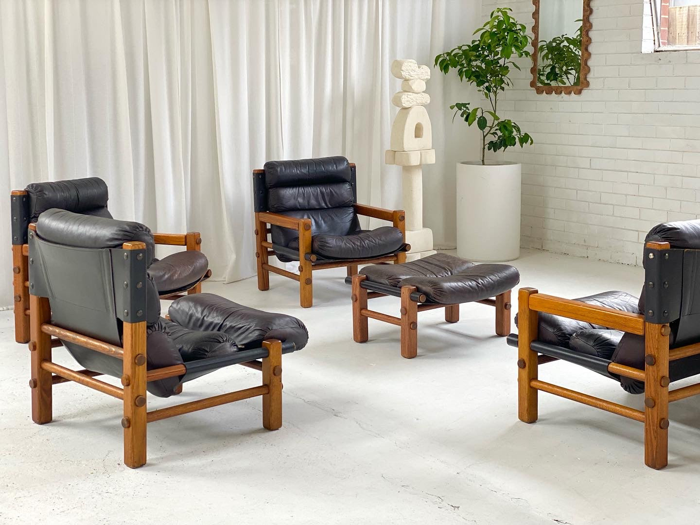 Norman Archibald Leather 4 Piece Sofa Set