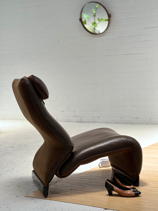 Vintage Italian Chocolate Leather Chair