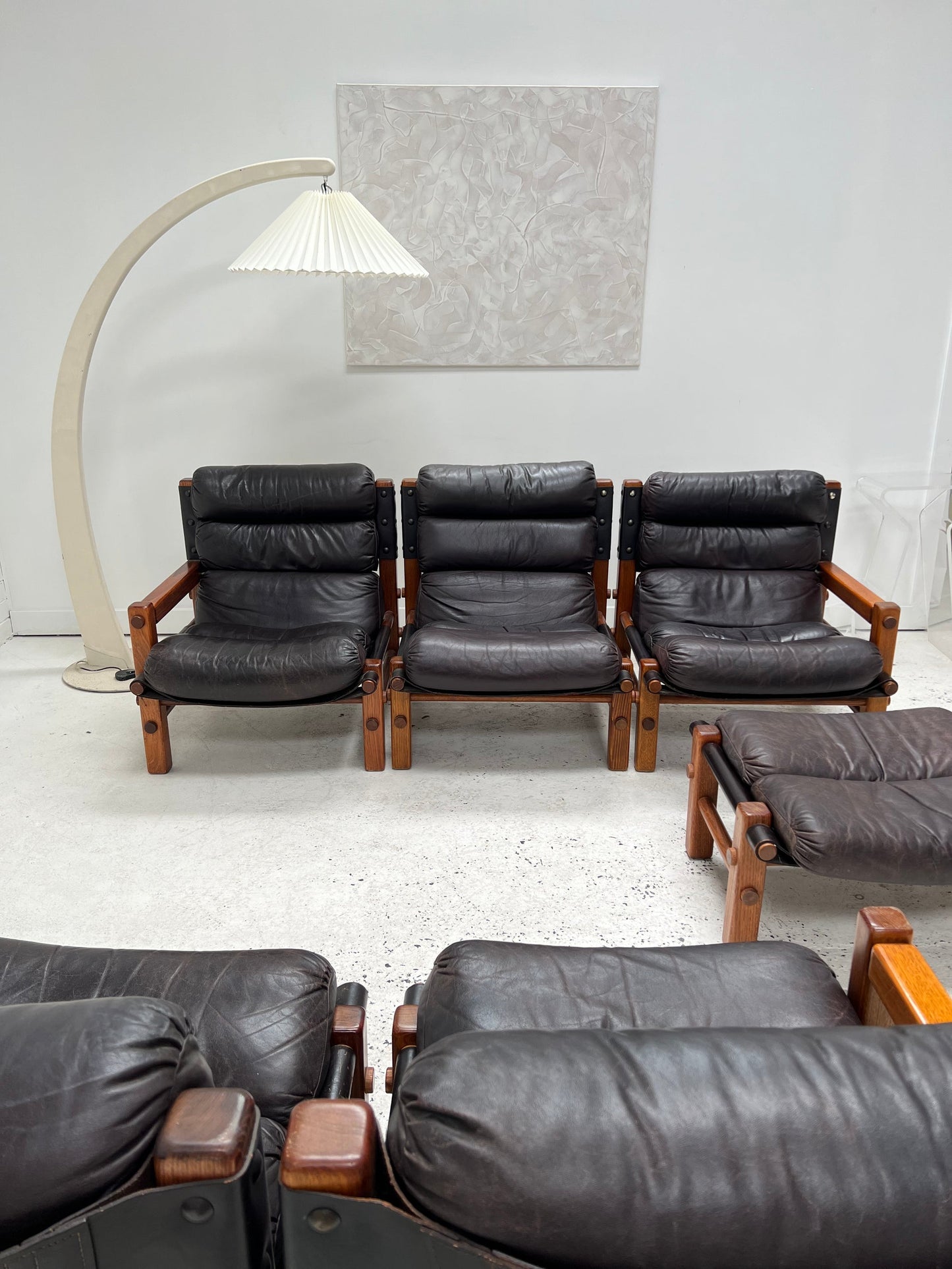 Norman Archibald Leather 4 Piece Sofa Set