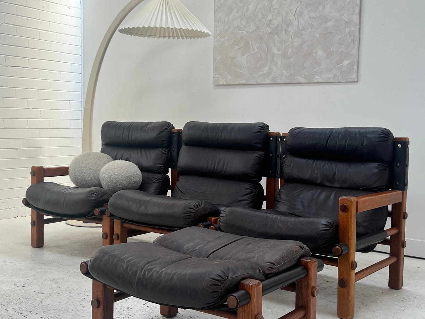 Norman Archibald Leather 4 Piece Sofa Set