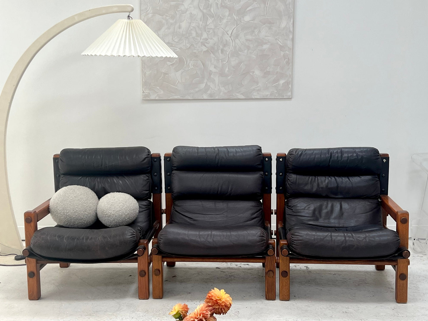 Norman Archibald Leather 4 Piece Sofa Set