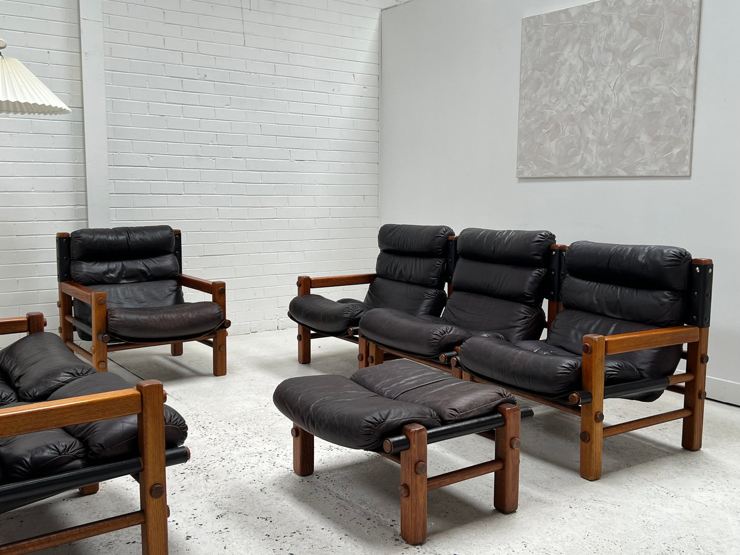 Norman Archibald Leather 4 Piece Sofa Set
