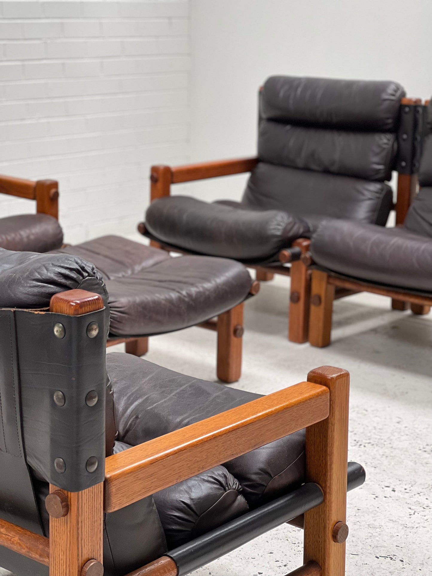Norman Archibald Leather 4 Piece Sofa Set