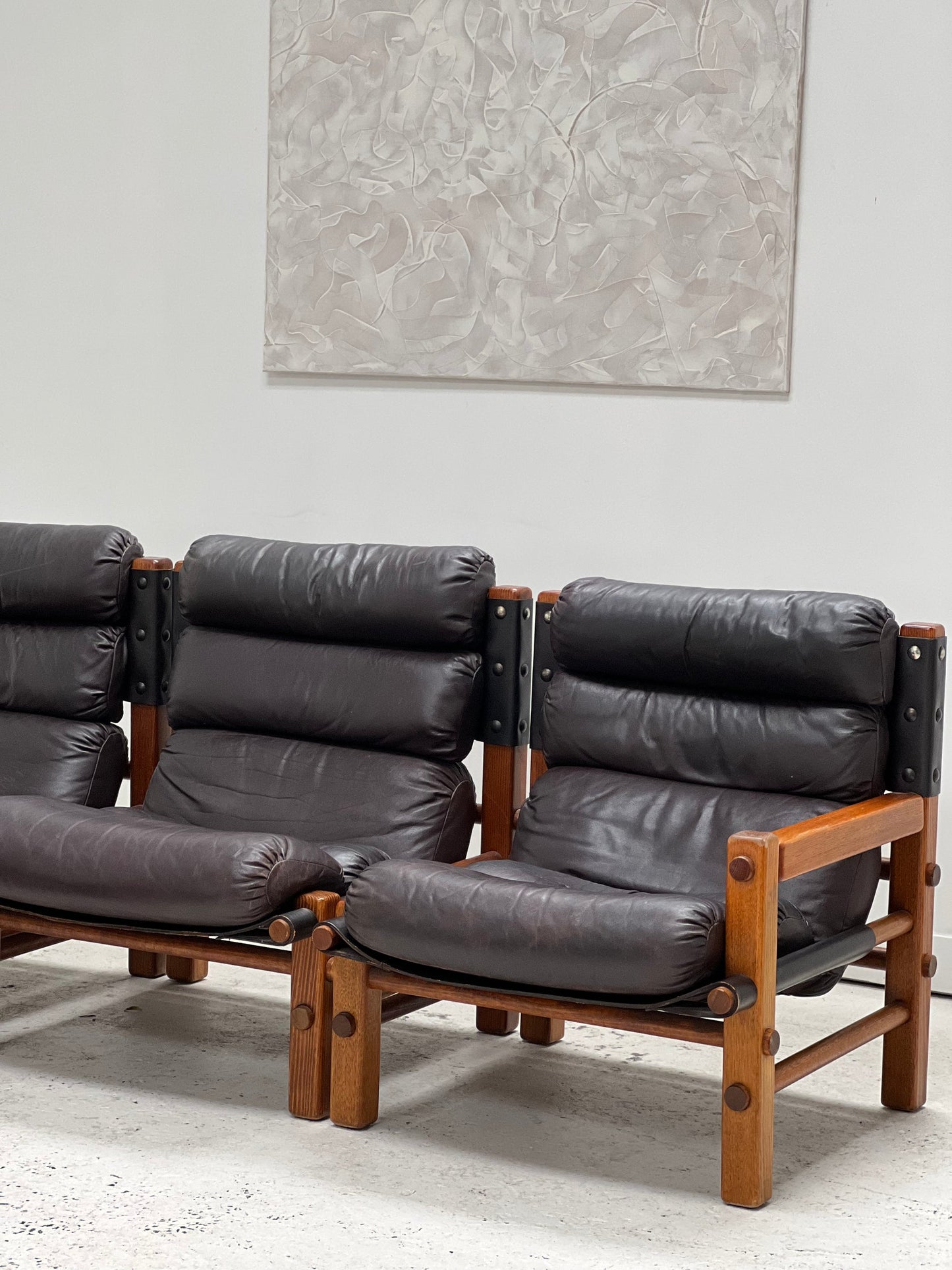 Norman Archibald Leather 4 Piece Sofa Set