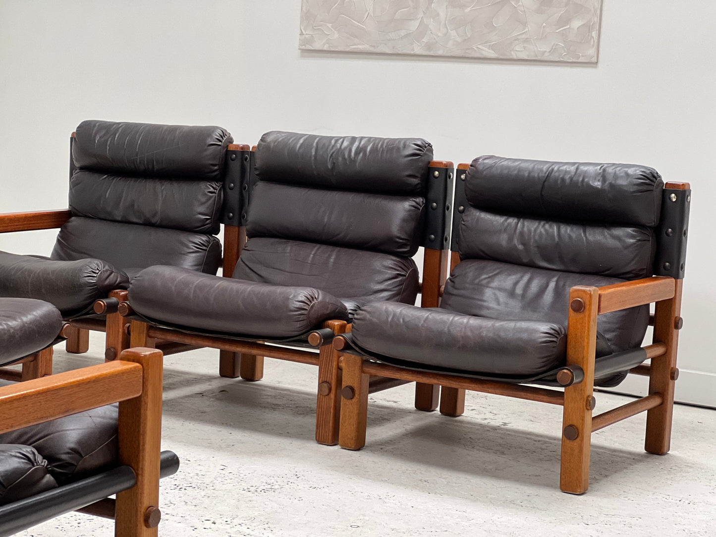 Norman Archibald Leather 4 Piece Sofa Set