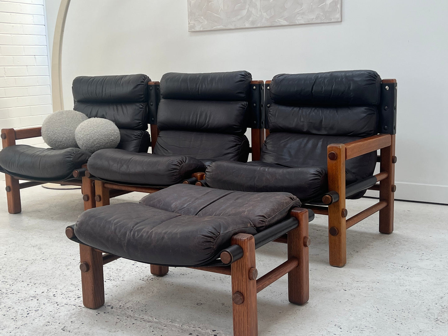 Norman Archibald Leather 4 Piece Sofa Set