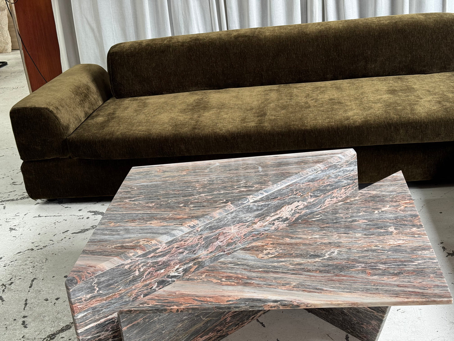 Two Piece Sculptural Marble Triangle Coffee Table Set