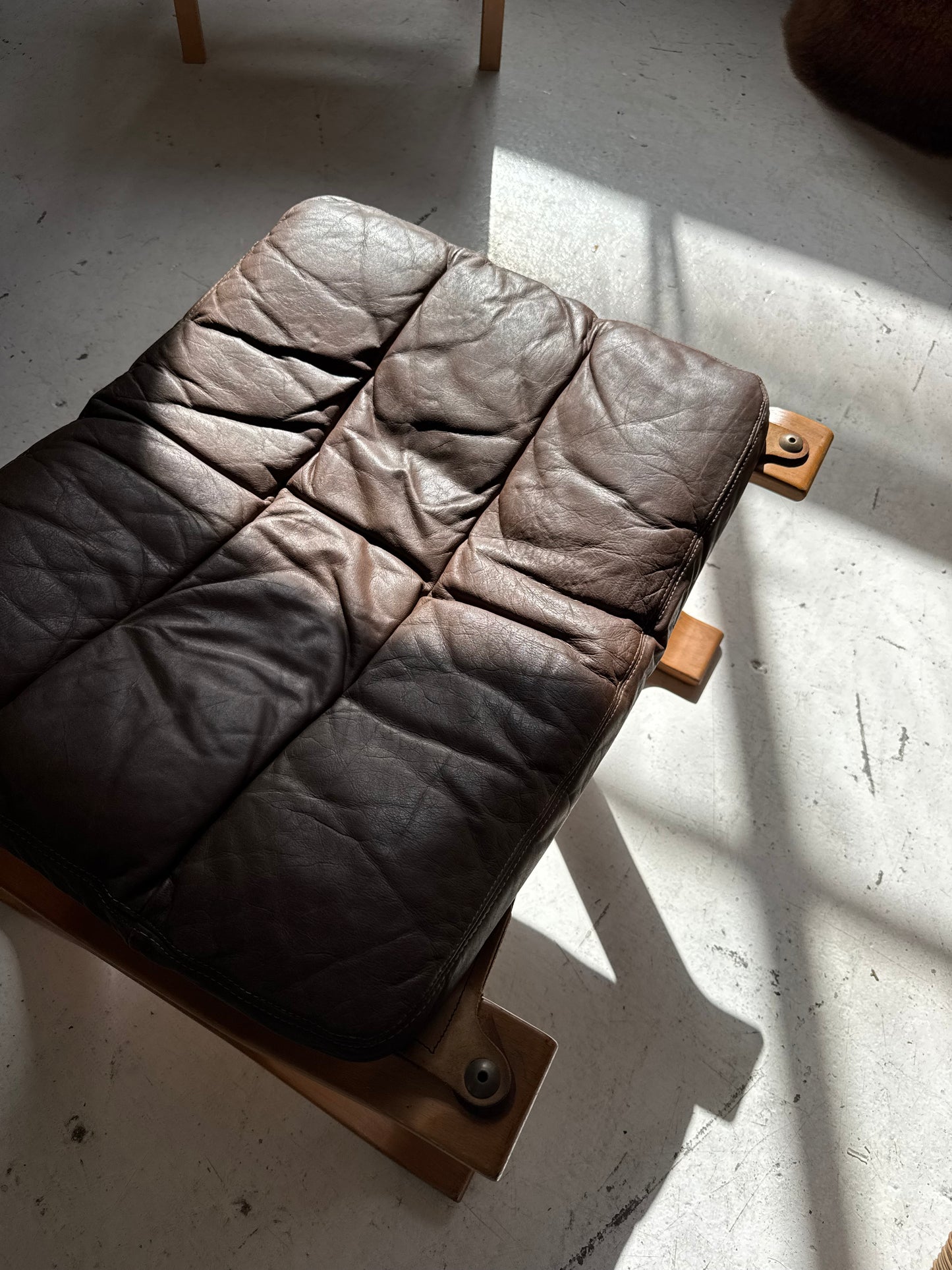 Mid Century Leather Ottoman