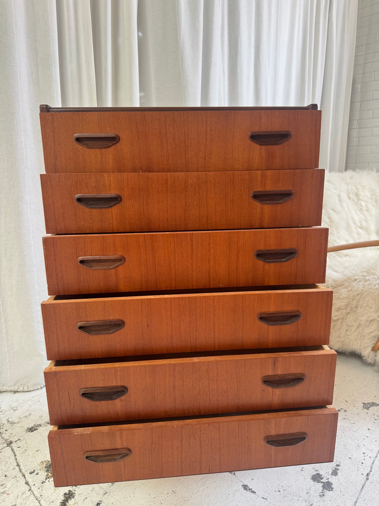 P. Westergaard Slimline Danish Tall Boy Drawers