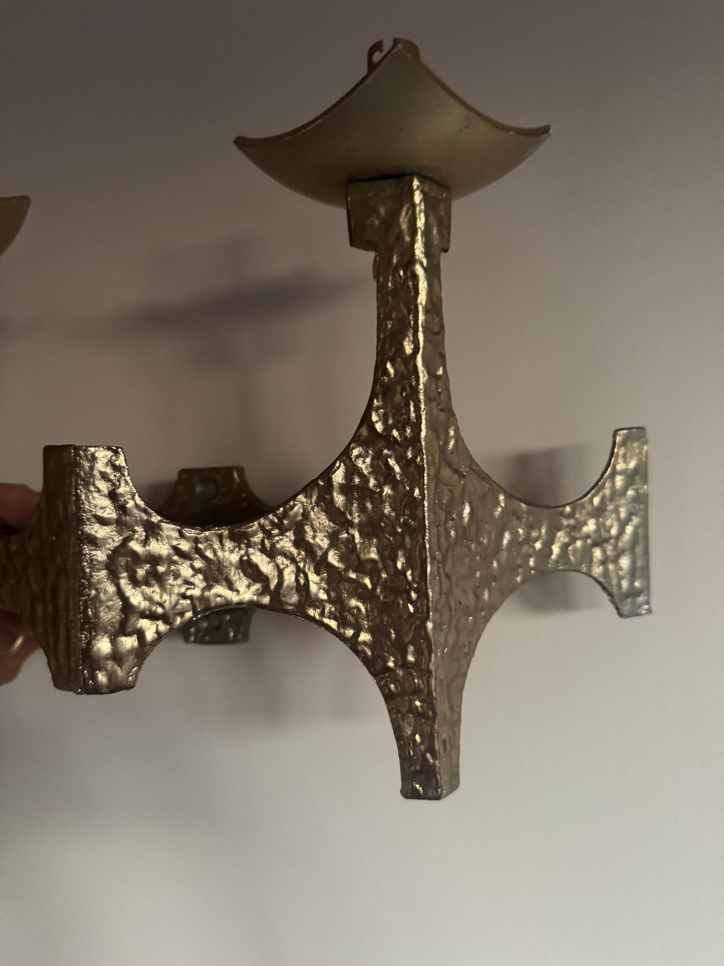 Brutalist Brass Sconces by Moe Bridge