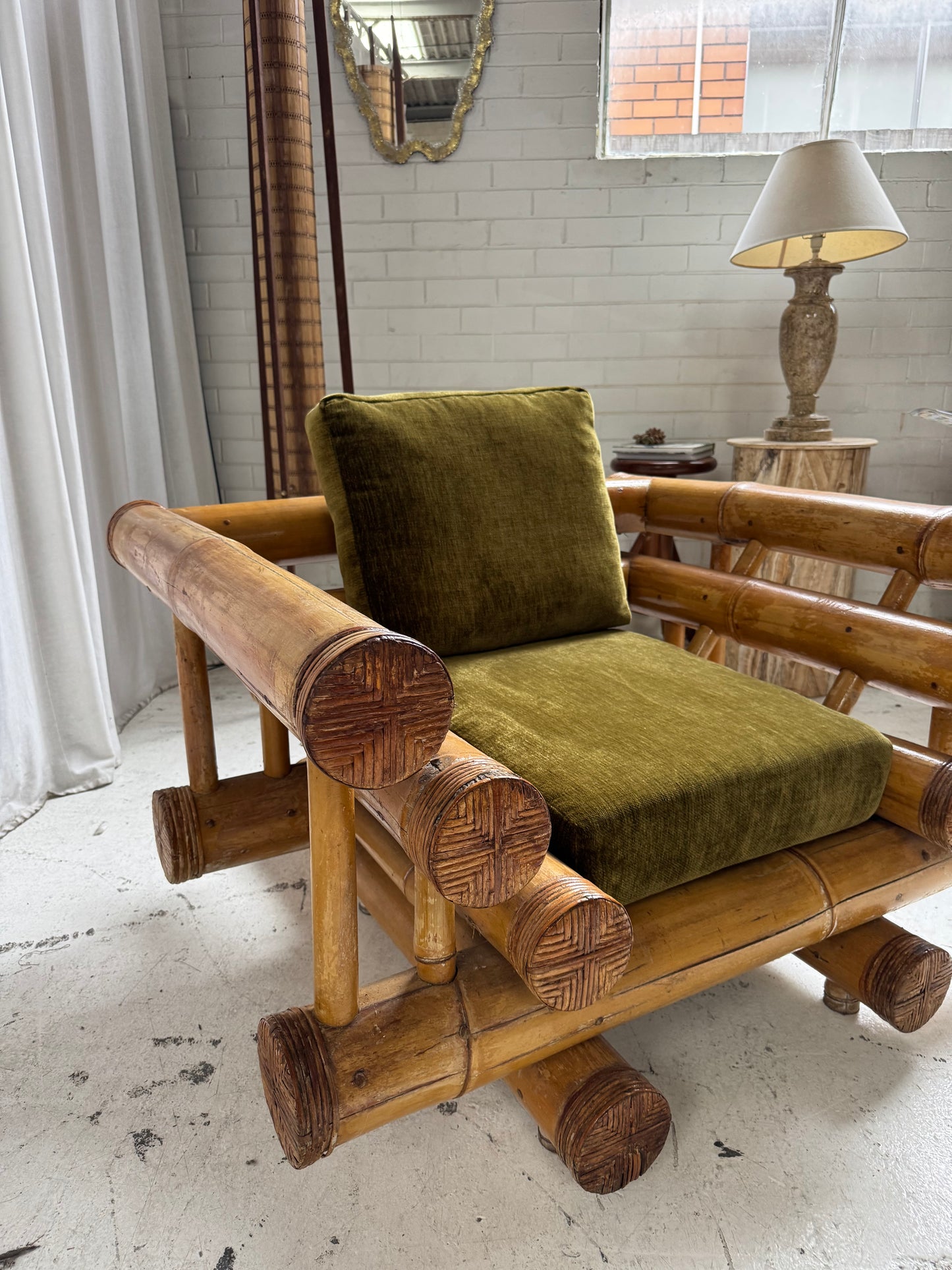 Vintage Jumbo Bamboo Armchairs x 2