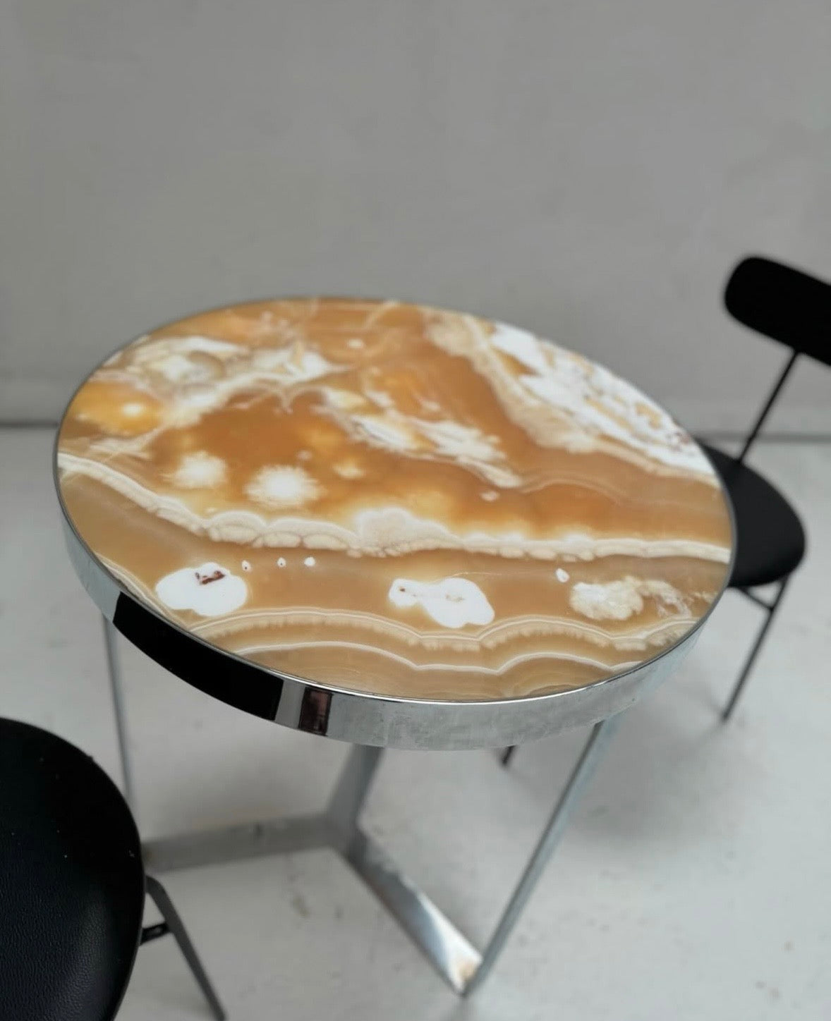 Onyx Marble & Chrome Table