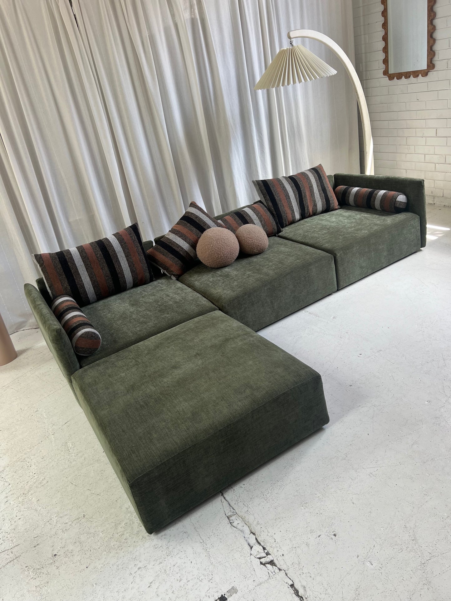 Bespoke 4 Piece Green Modular Sofa