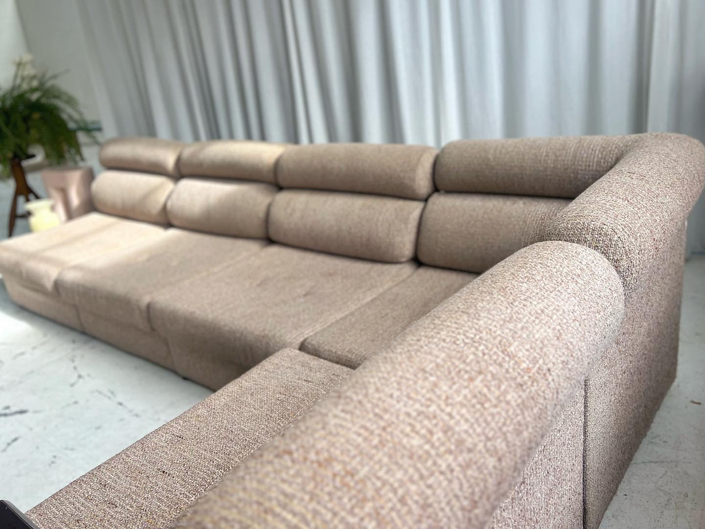 Vintage Pink/Beige Tweed Boucle Modular Sofa Set