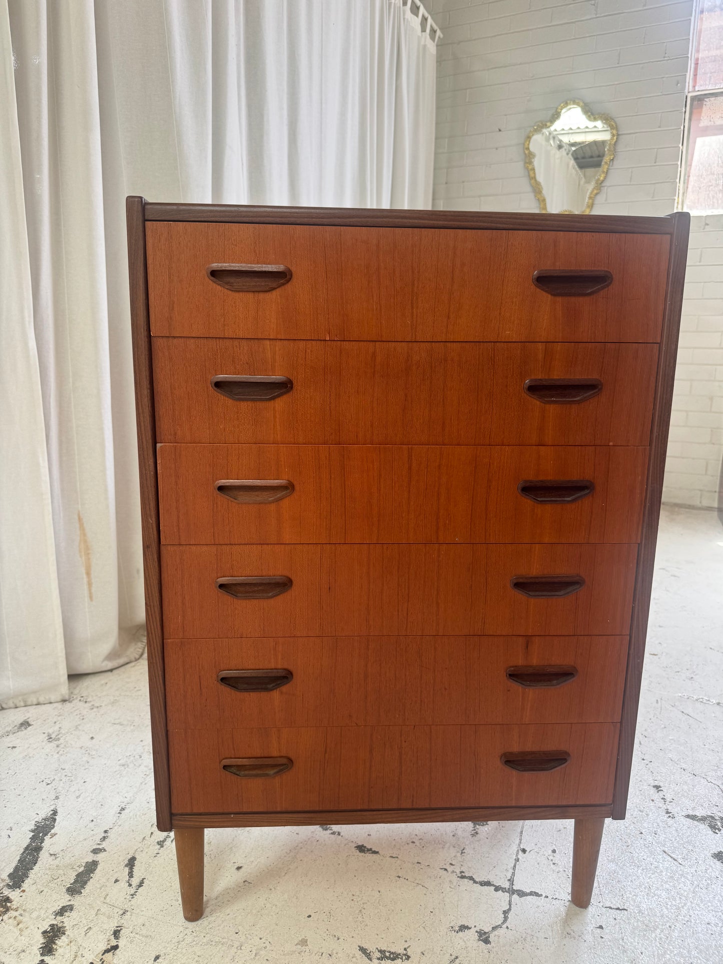 P. Westergaard Slimline Danish Tall Boy Drawers