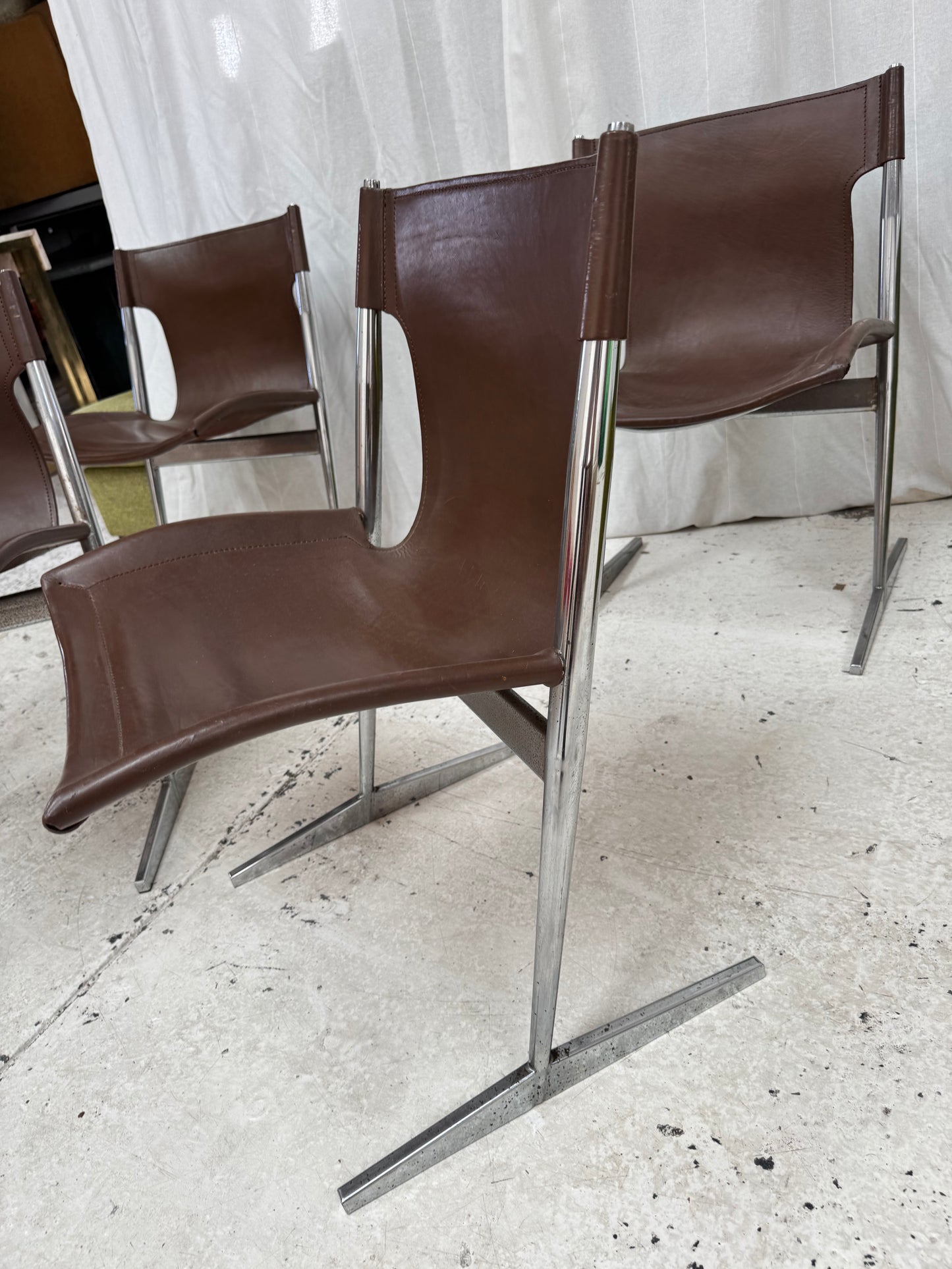 W.D Wallace Leather Chairs - set of four