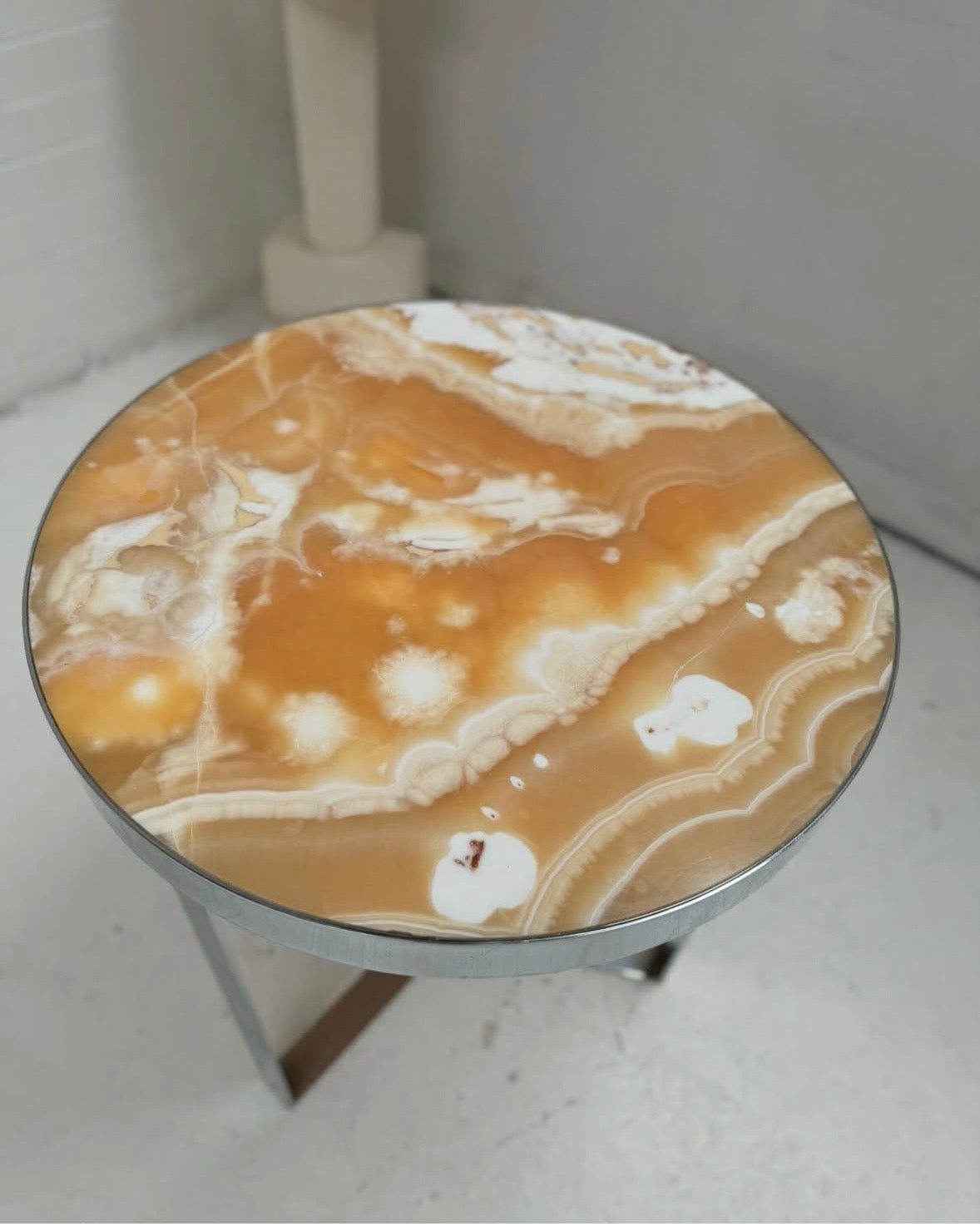 Onyx Marble & Chrome Table