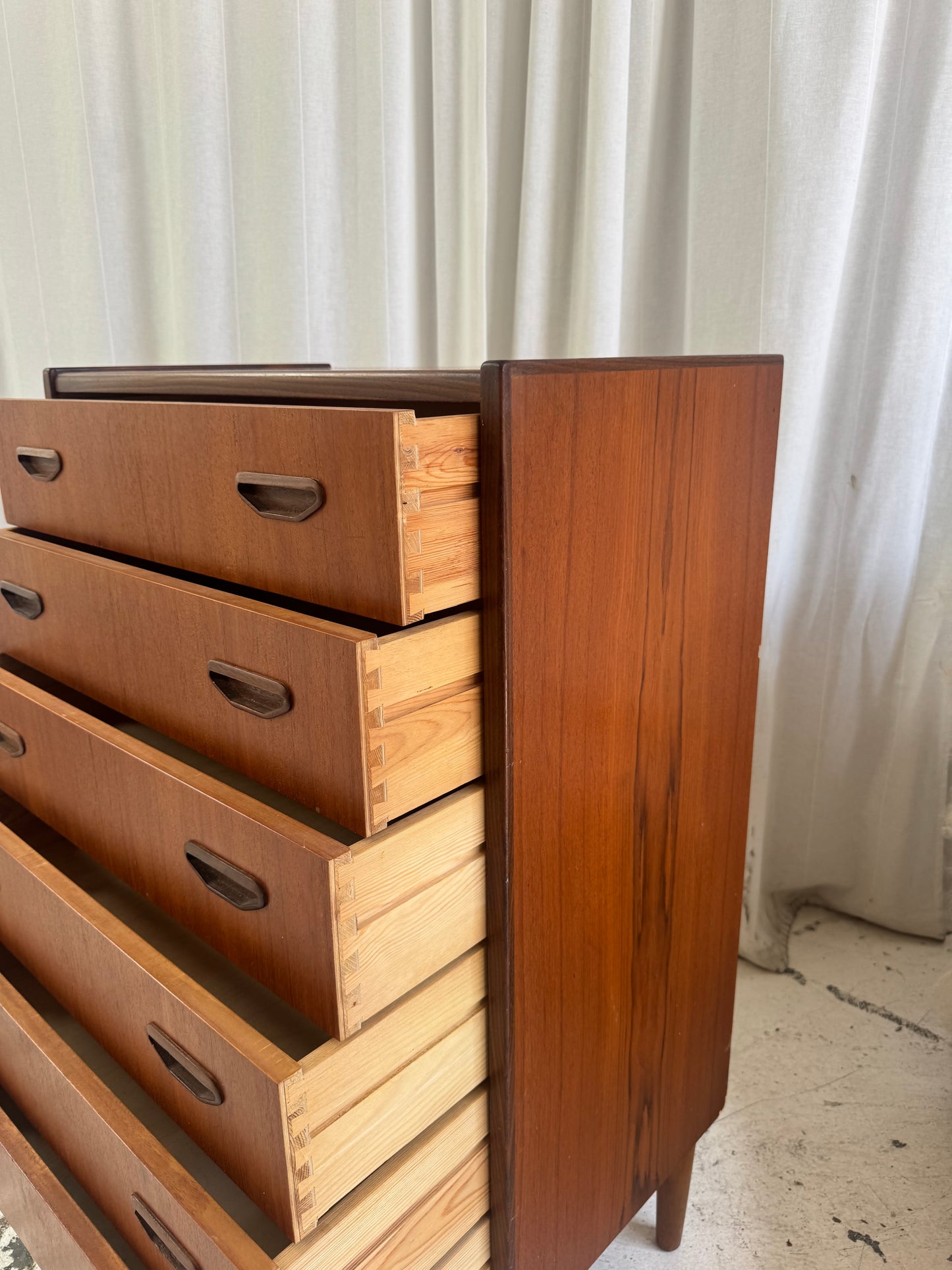 P. Westergaard Slimline Danish Tall Boy Drawers