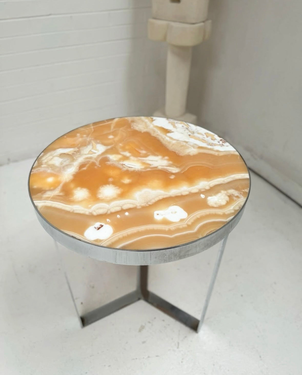 Onyx Marble & Chrome Table