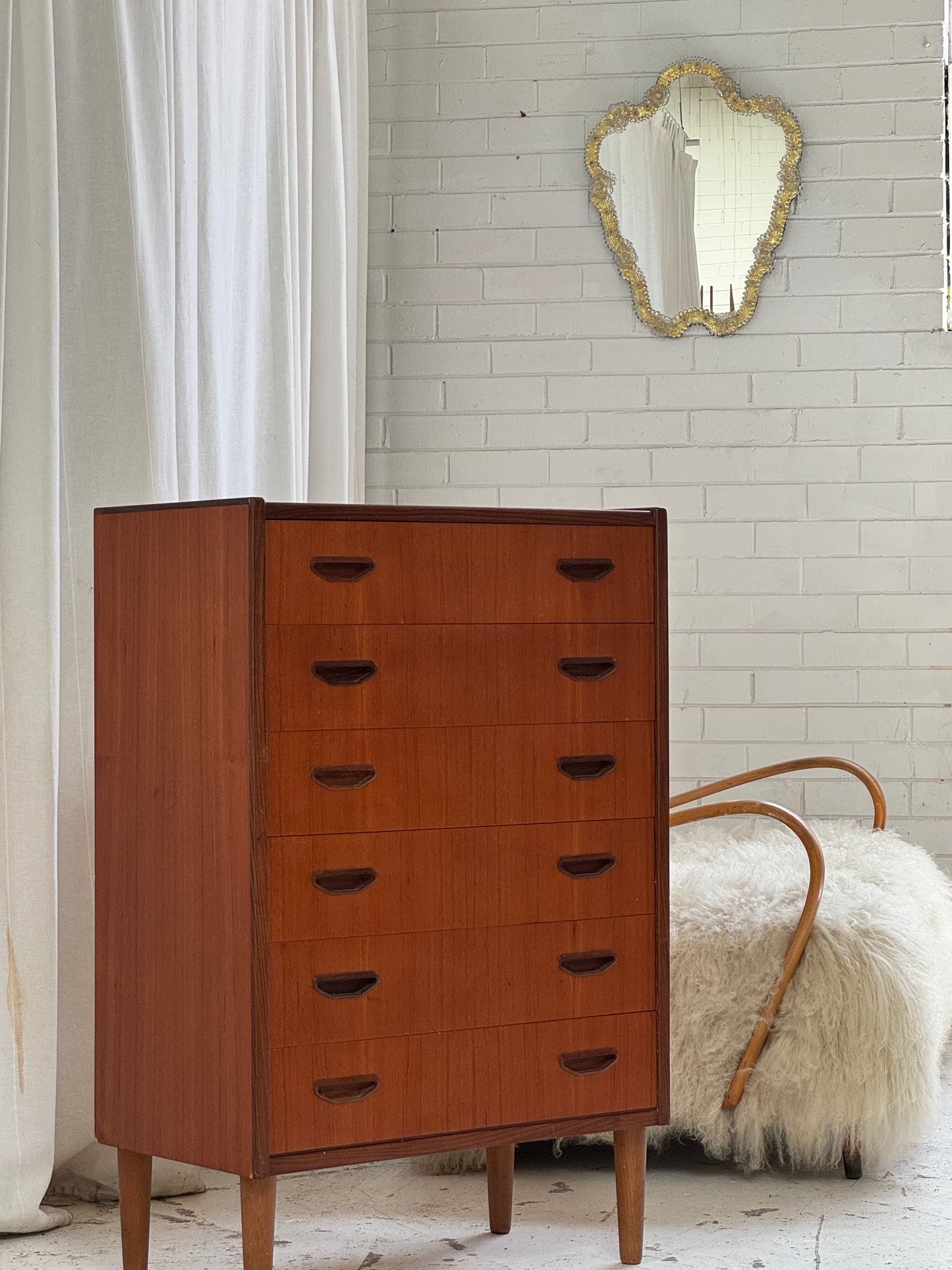 P. Westergaard Slimline Danish Tall Boy Drawers