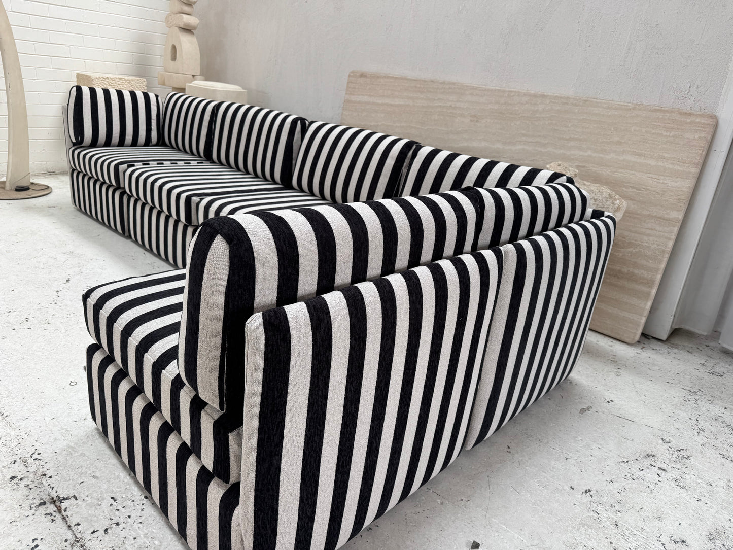 Vintage Jumbo Stripe Modular Sofa - Freshly Reupholstered