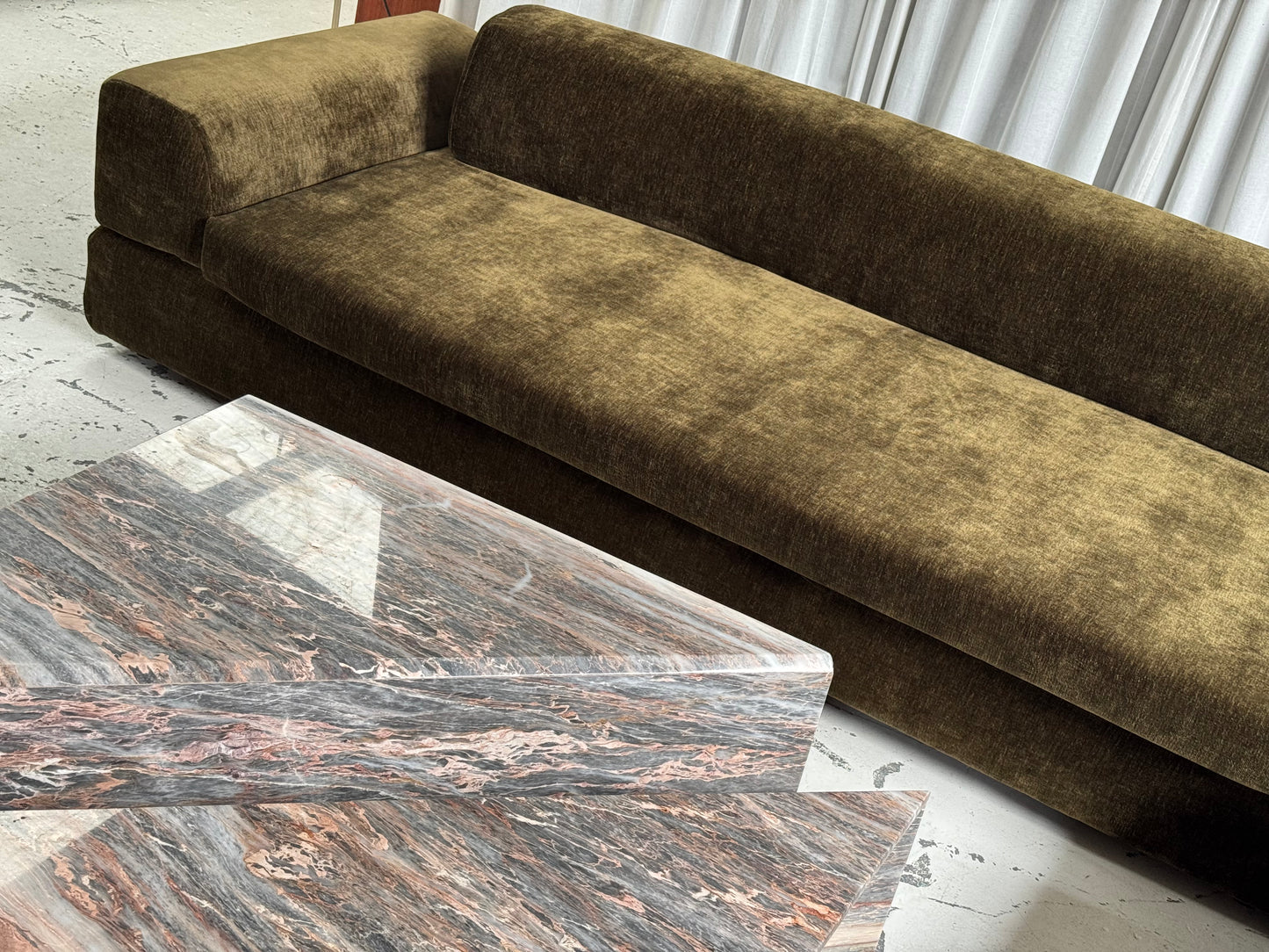 Custom Large Modular Sofa - Bark Velvet