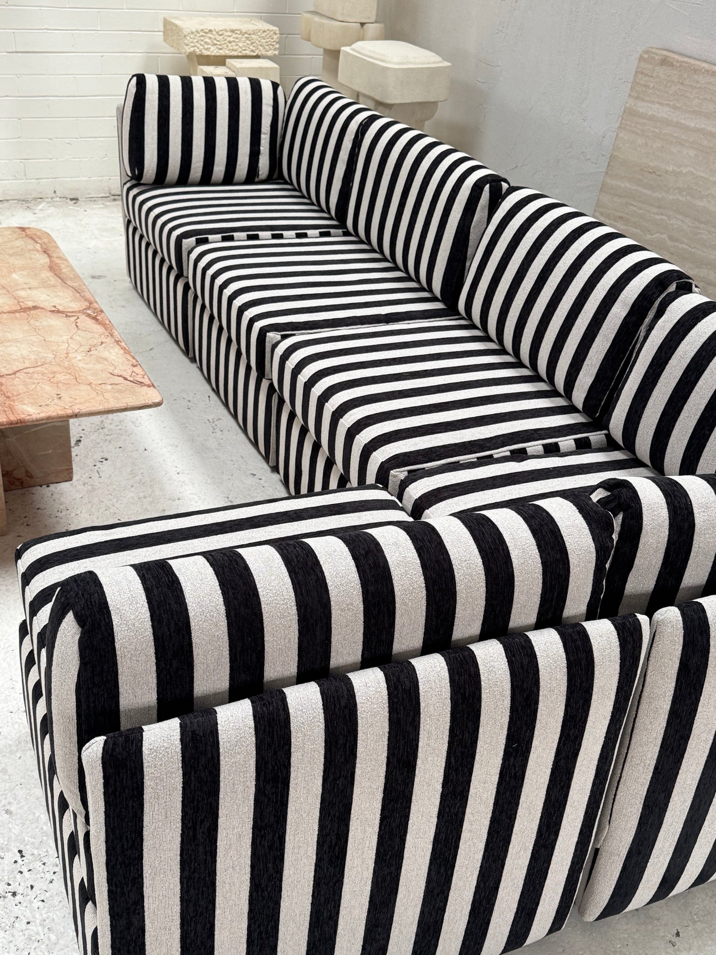 Vintage Jumbo Stripe Modular Sofa - Freshly Reupholstered