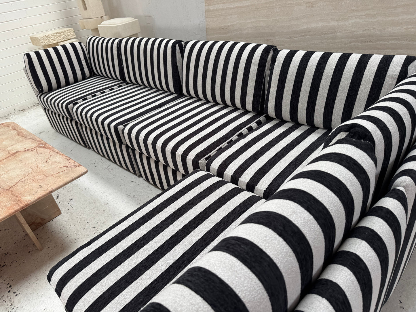 Vintage Jumbo Stripe Modular Sofa - Freshly Reupholstered