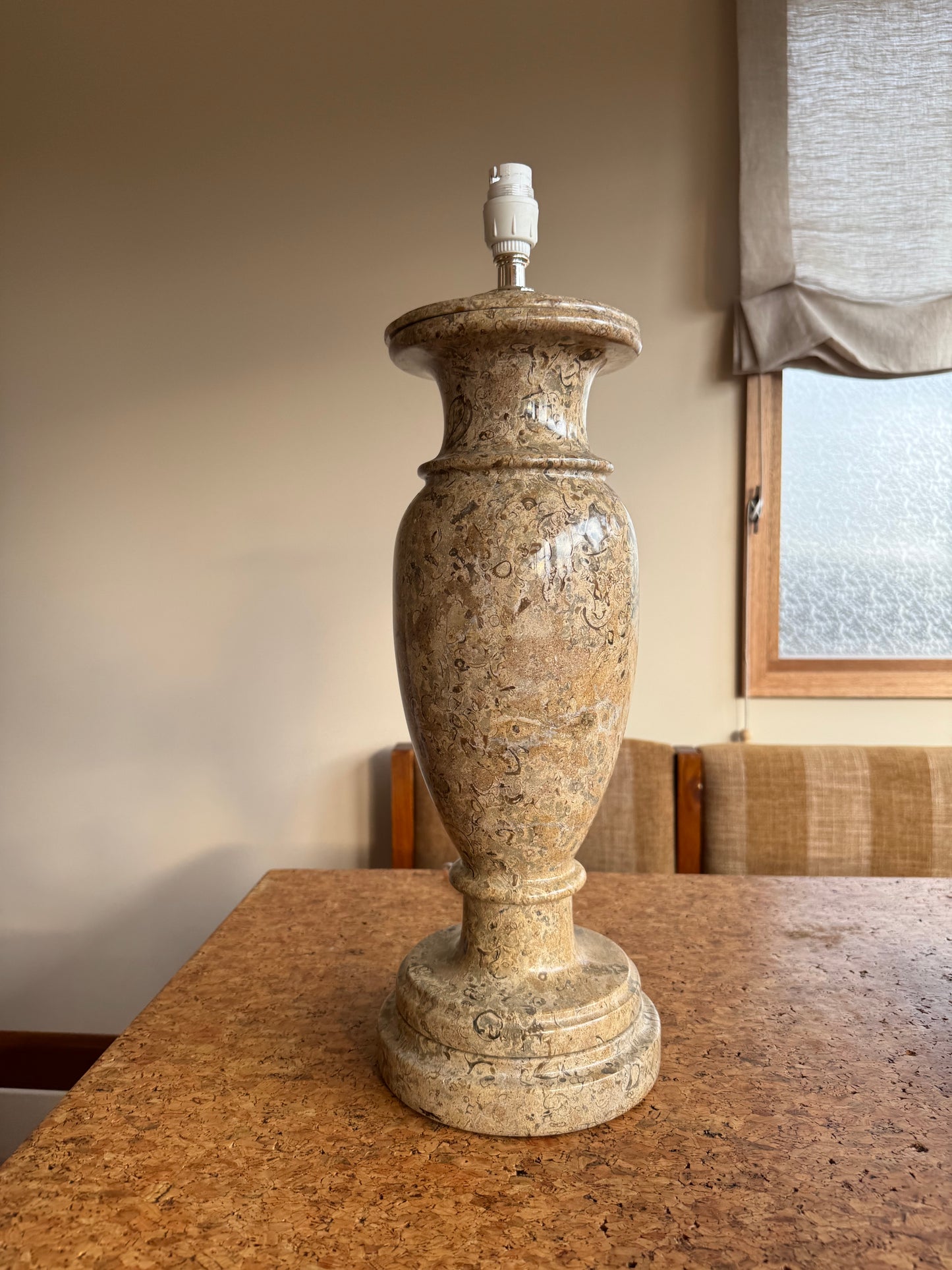 Large Vintage Limestone Fossil Lamp