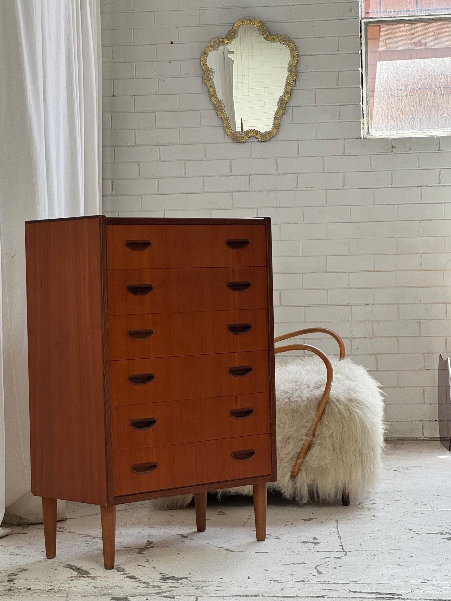 P. Westergaard Slimline Danish Tall Boy Drawers