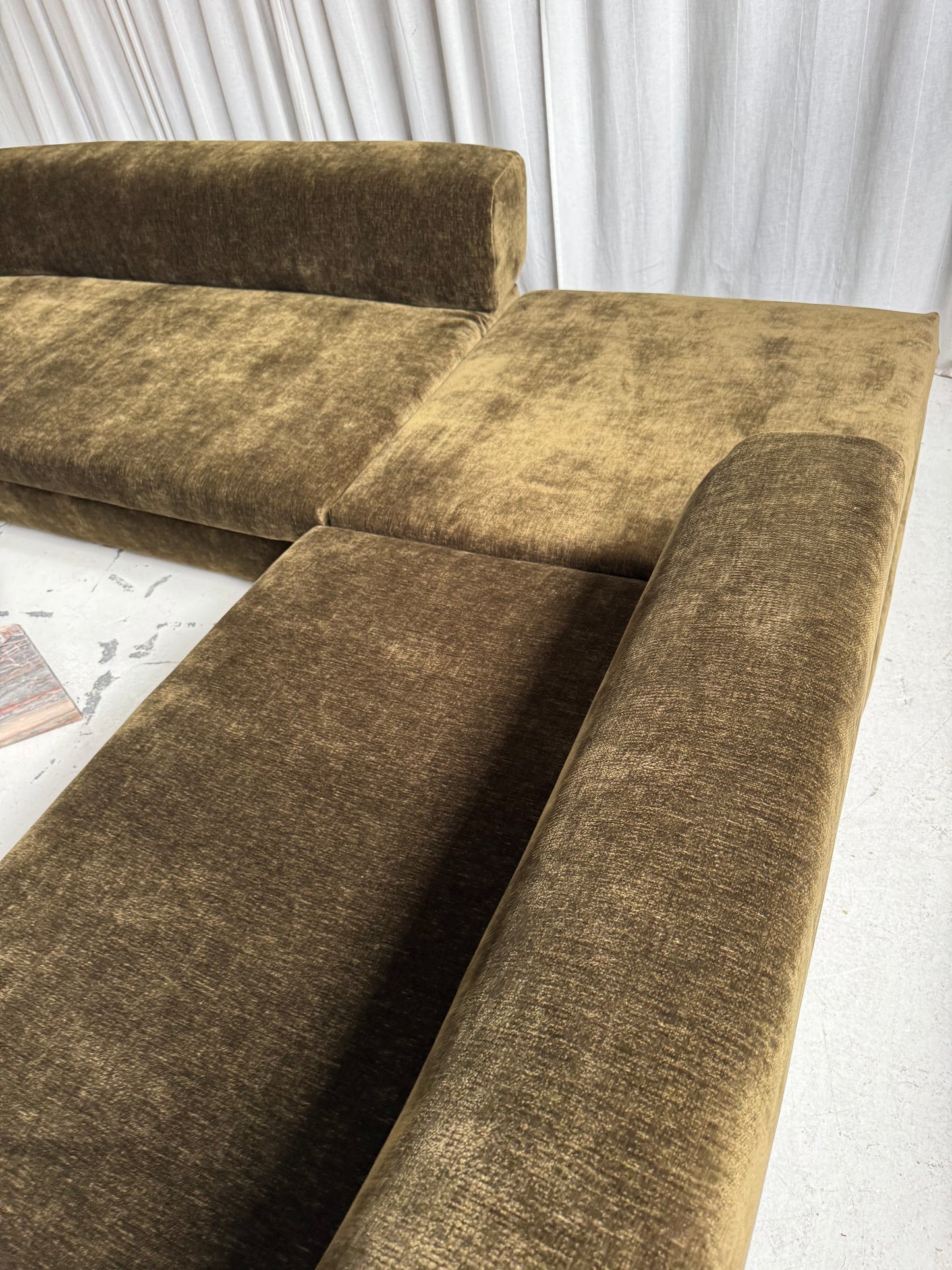 Custom Large Modular Sofa - Bark Velvet