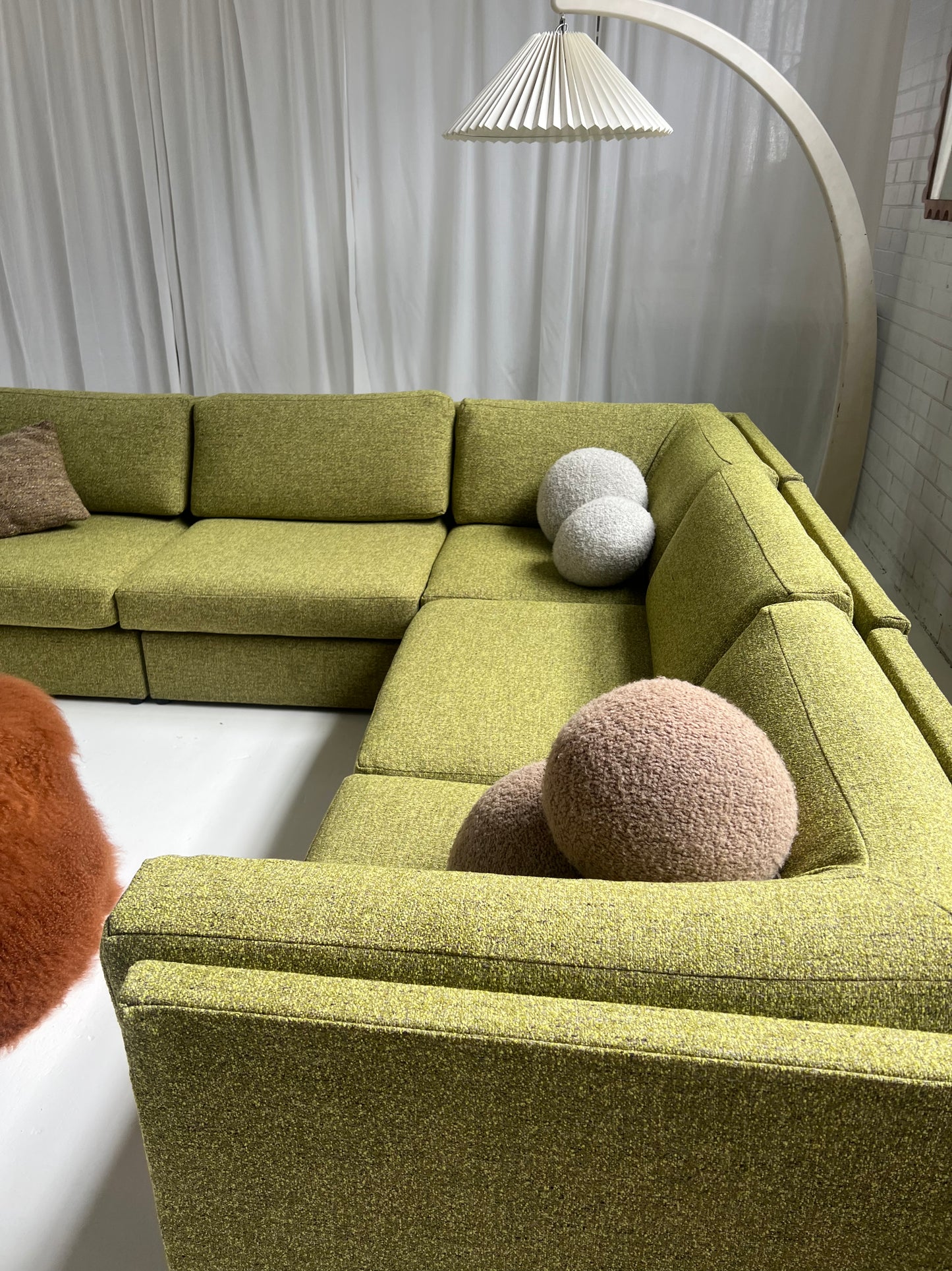 Green Boucle Modular Sofa Set